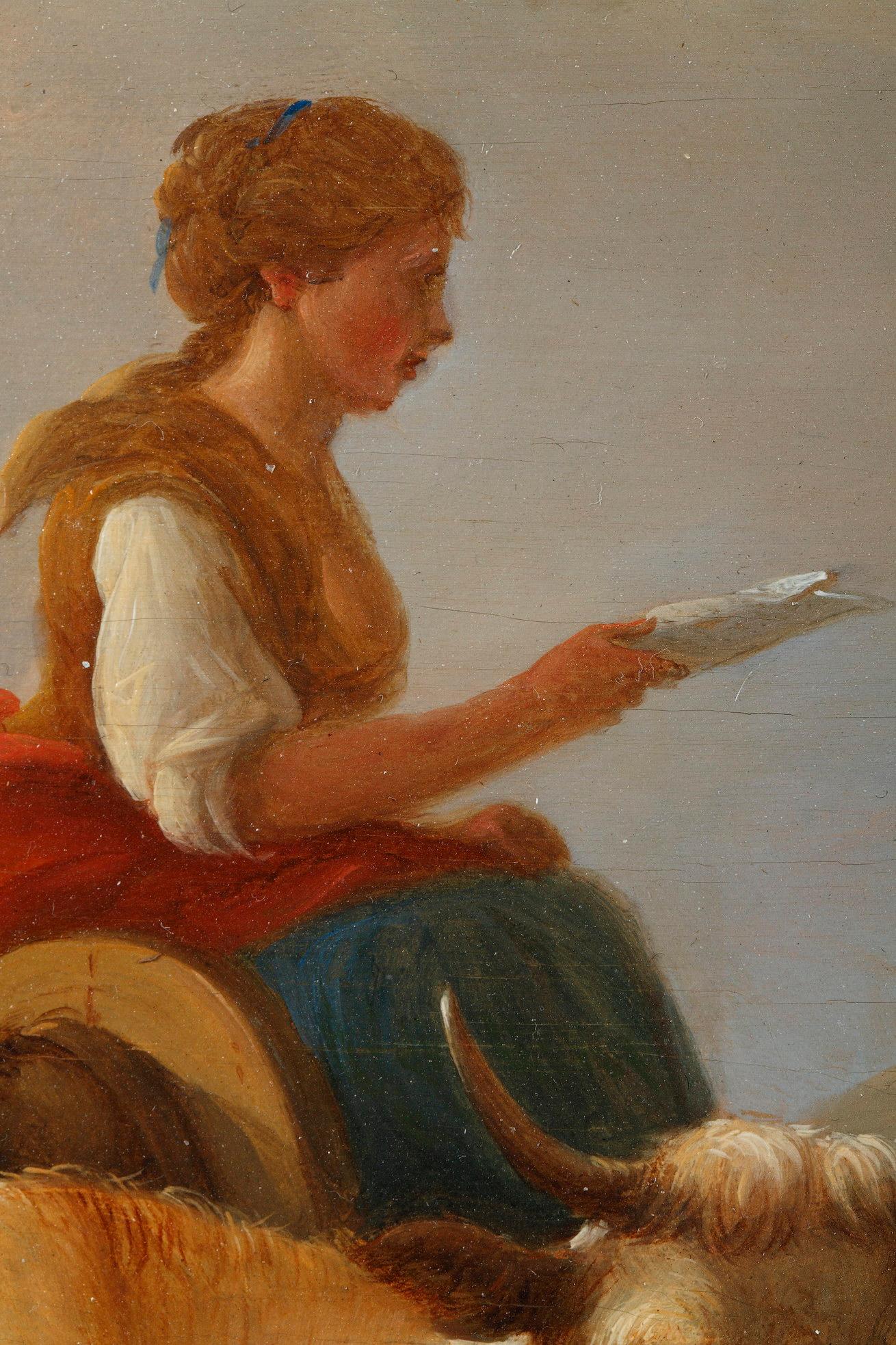 „Landschaften mit Kühen“, Ölgemälde auf Tafel, signiert Dieboldt, Paar im Angebot 2