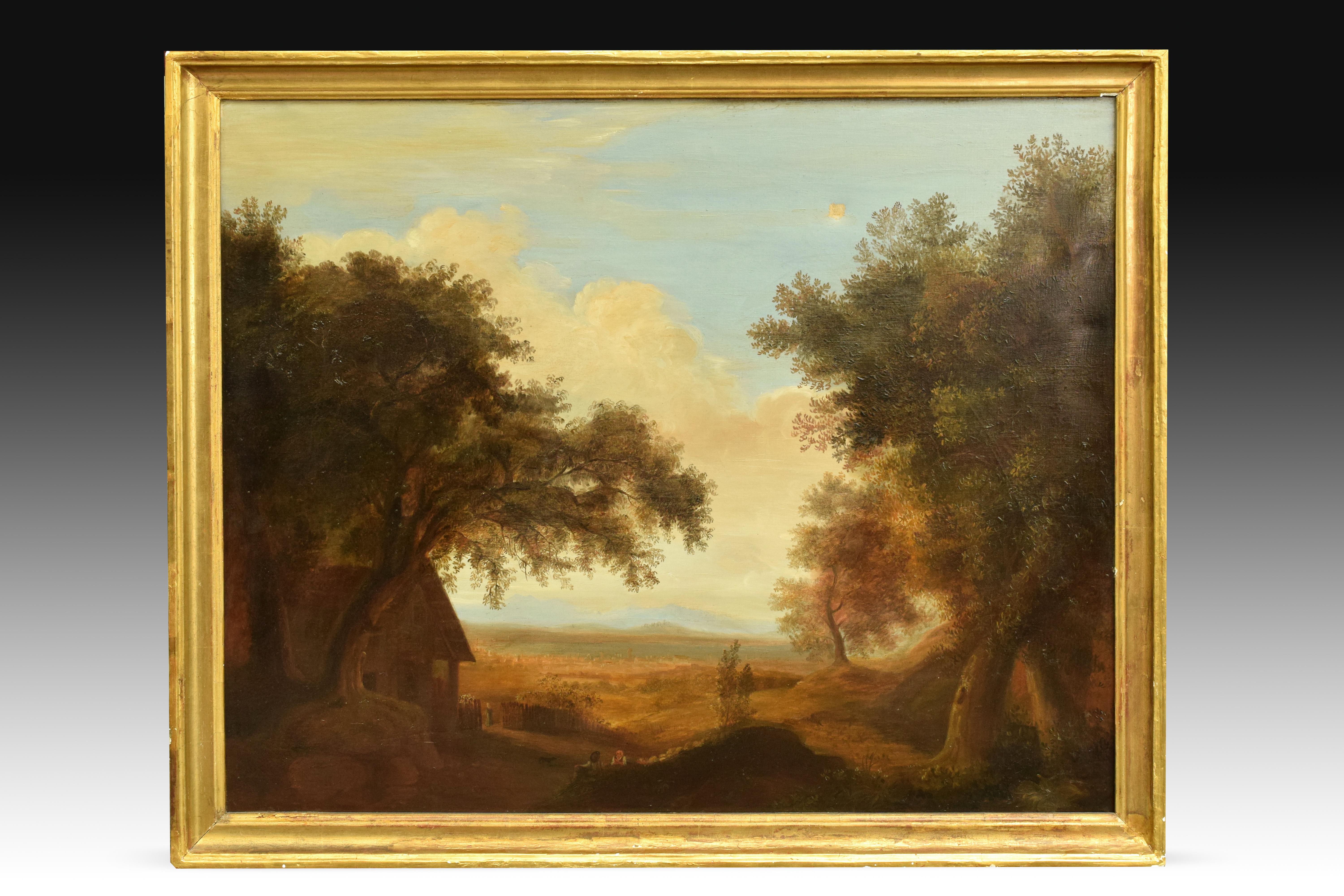 Neoclassical Revival Landscapes, Xalapa, Mexico, Pair of Oils on Canvas, Spanish School, Ca 1840 For Sale
