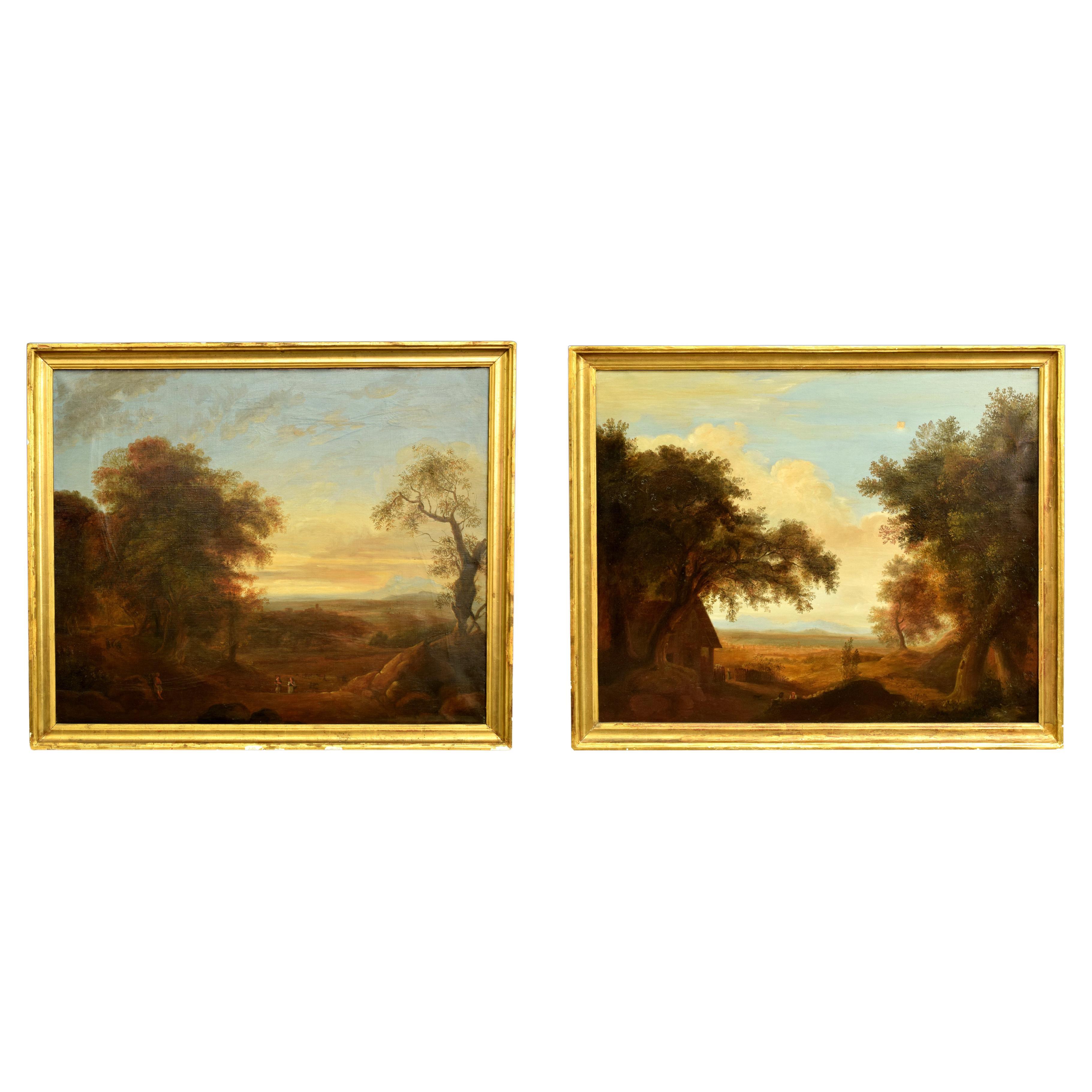 Landscapes, Xalapa, Mexico, Pair of Oils on Canvas, Spanish School, Ca 1840