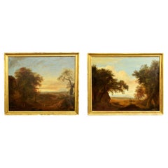 Landscapes, Xalapa, Mexico, Pair of Oils on Canvas, Spanish School, Ca 1840