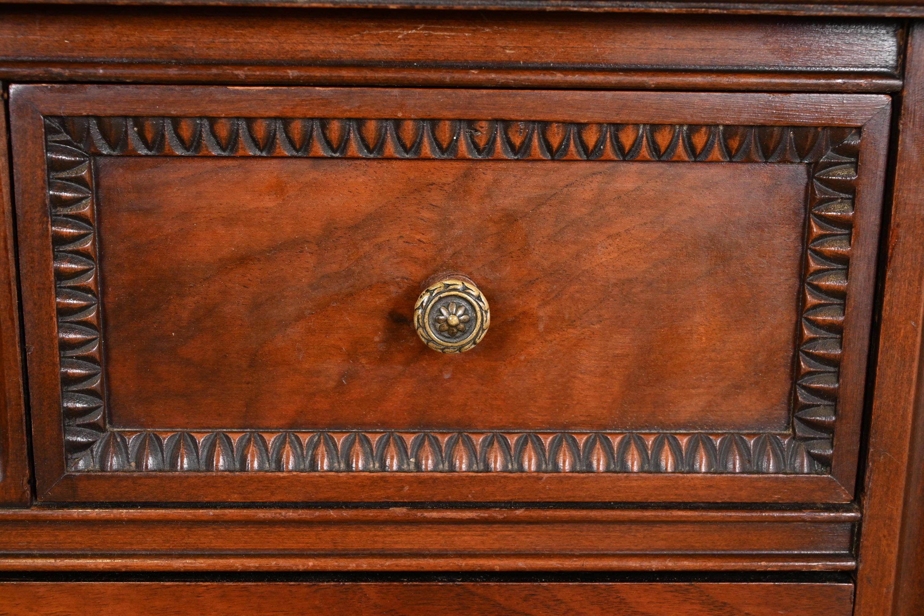 Landstrom French Regency Louis XVI Carved Burled Walnut Highboy Dresser, 1940s For Sale 1
