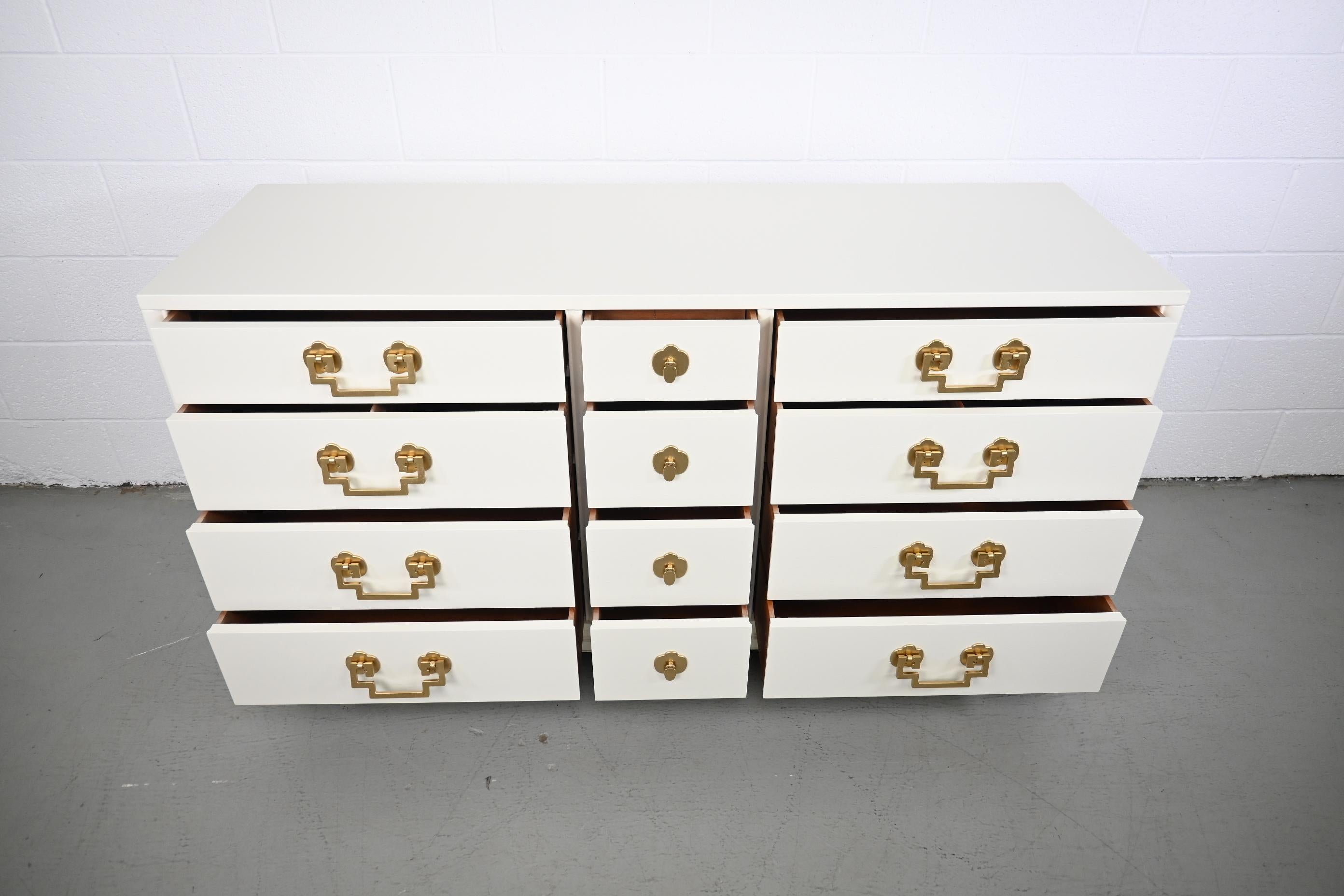 Landstrom Furniture Ivory Lacquered Mid Century Dresser For Sale 2