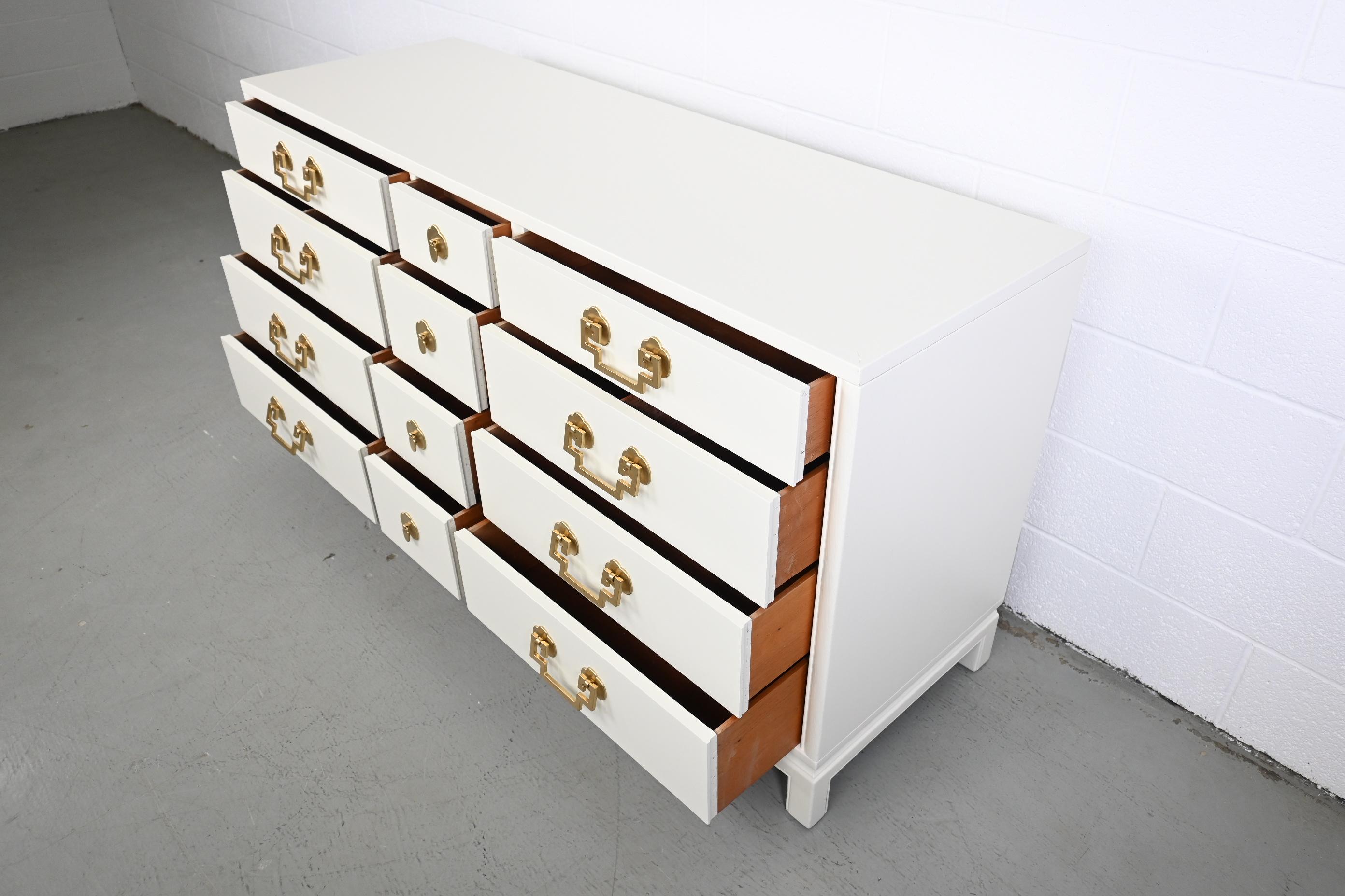 Landstrom Furniture Ivory Lacquered Mid Century Dresser For Sale 3