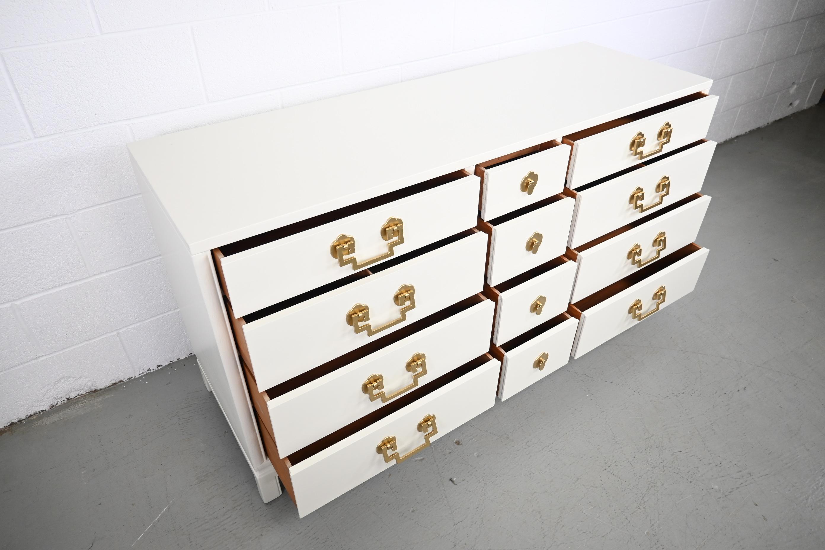 Landstrom Furniture Ivory Lacquered Mid Century Dresser For Sale 4