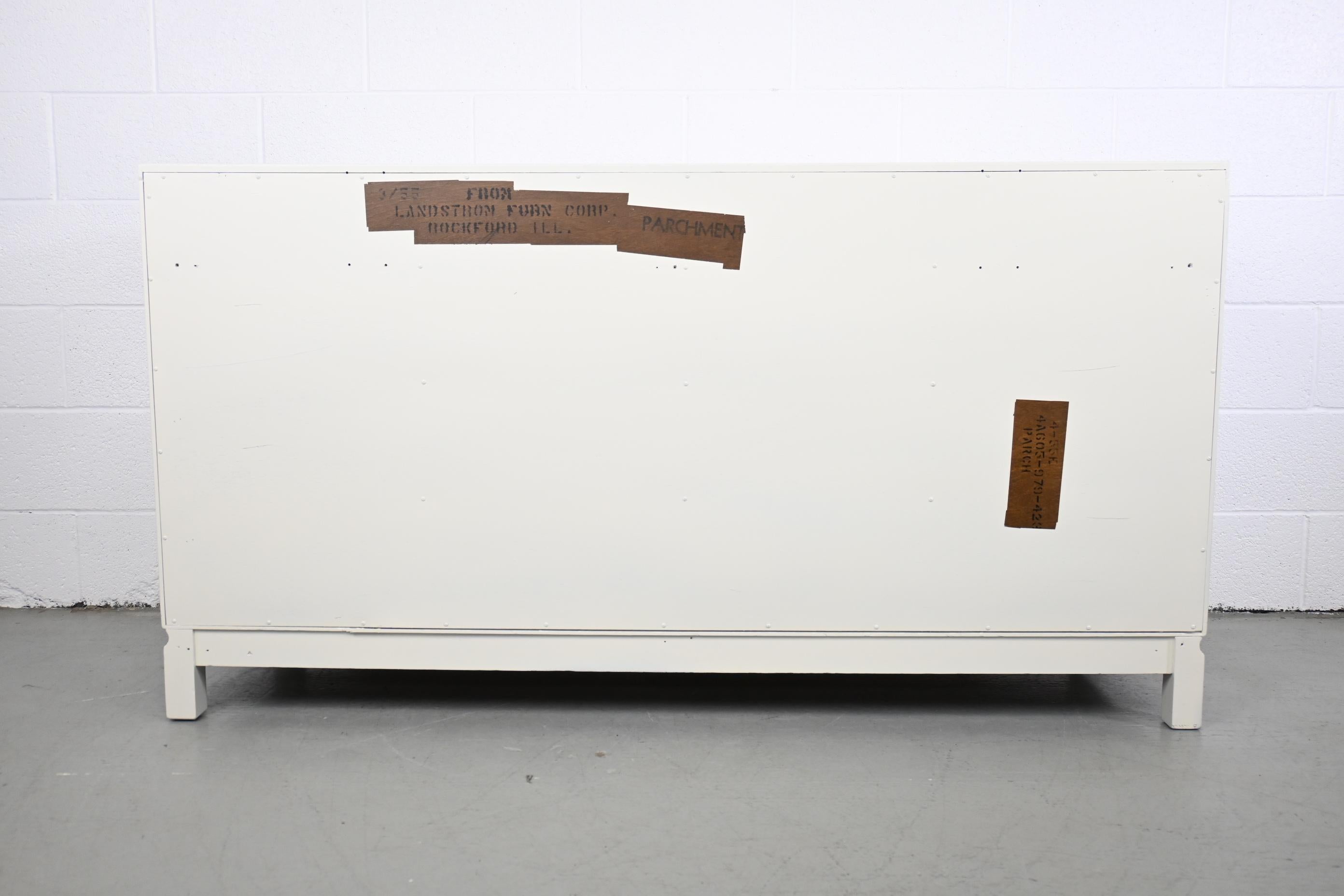 Landstrom Furniture Ivory Lacquered Mid Century Dresser For Sale 6