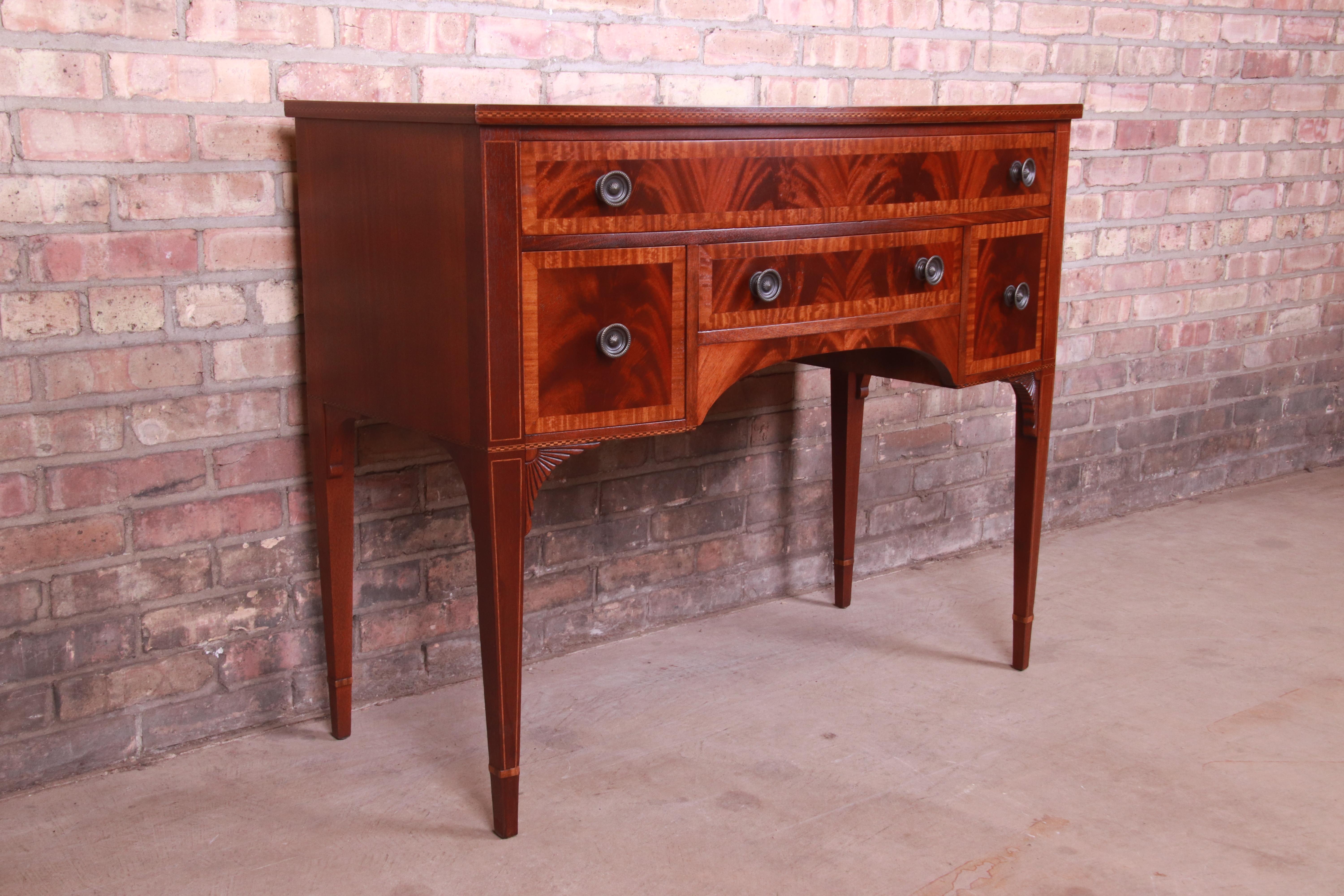 Landstrom Georgian Flame Mahogany Sideboard Buffet or Bar Server, Refinished In Good Condition In South Bend, IN