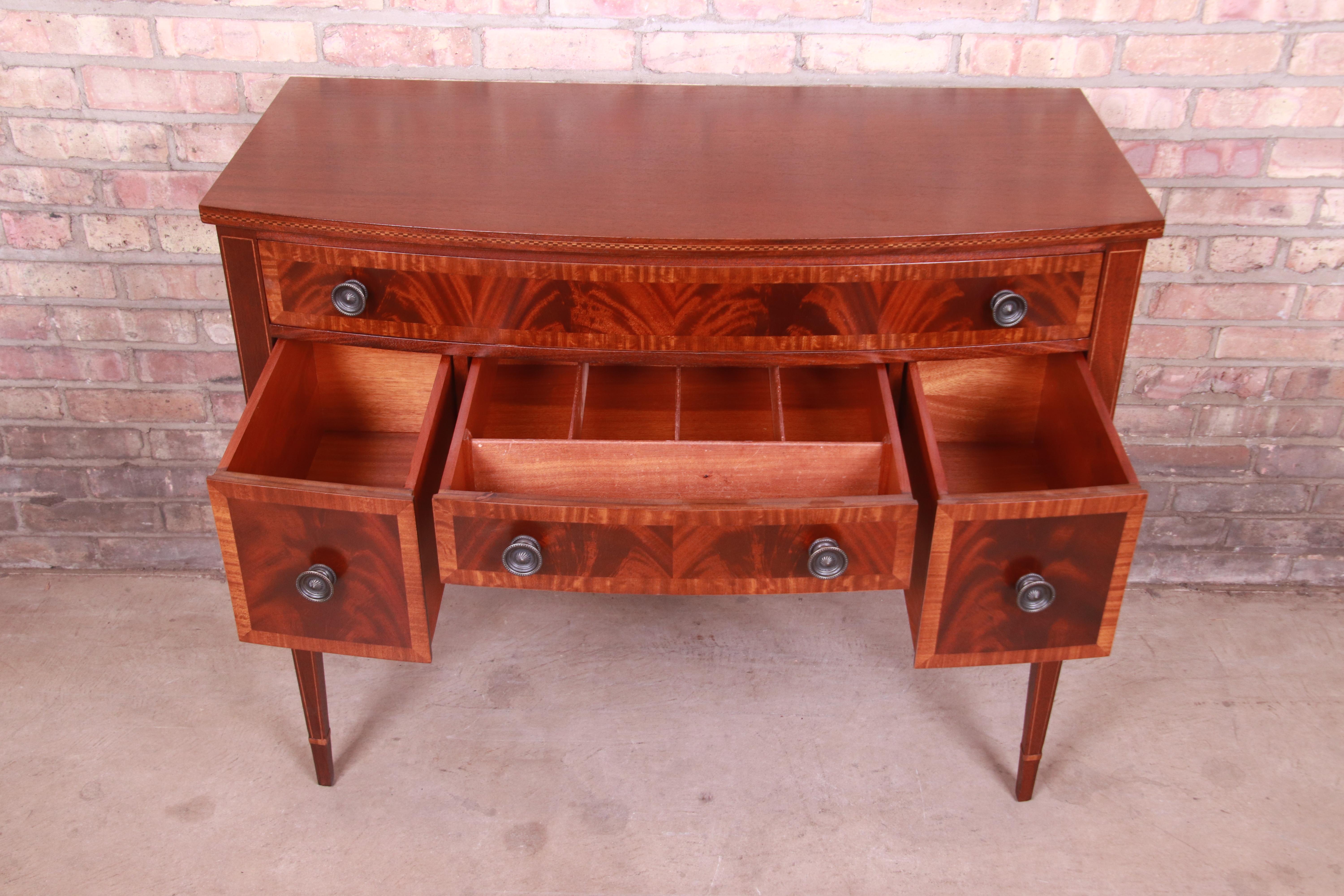 Mid-20th Century Landstrom Georgian Flame Mahogany Sideboard Buffet or Bar Server, Refinished