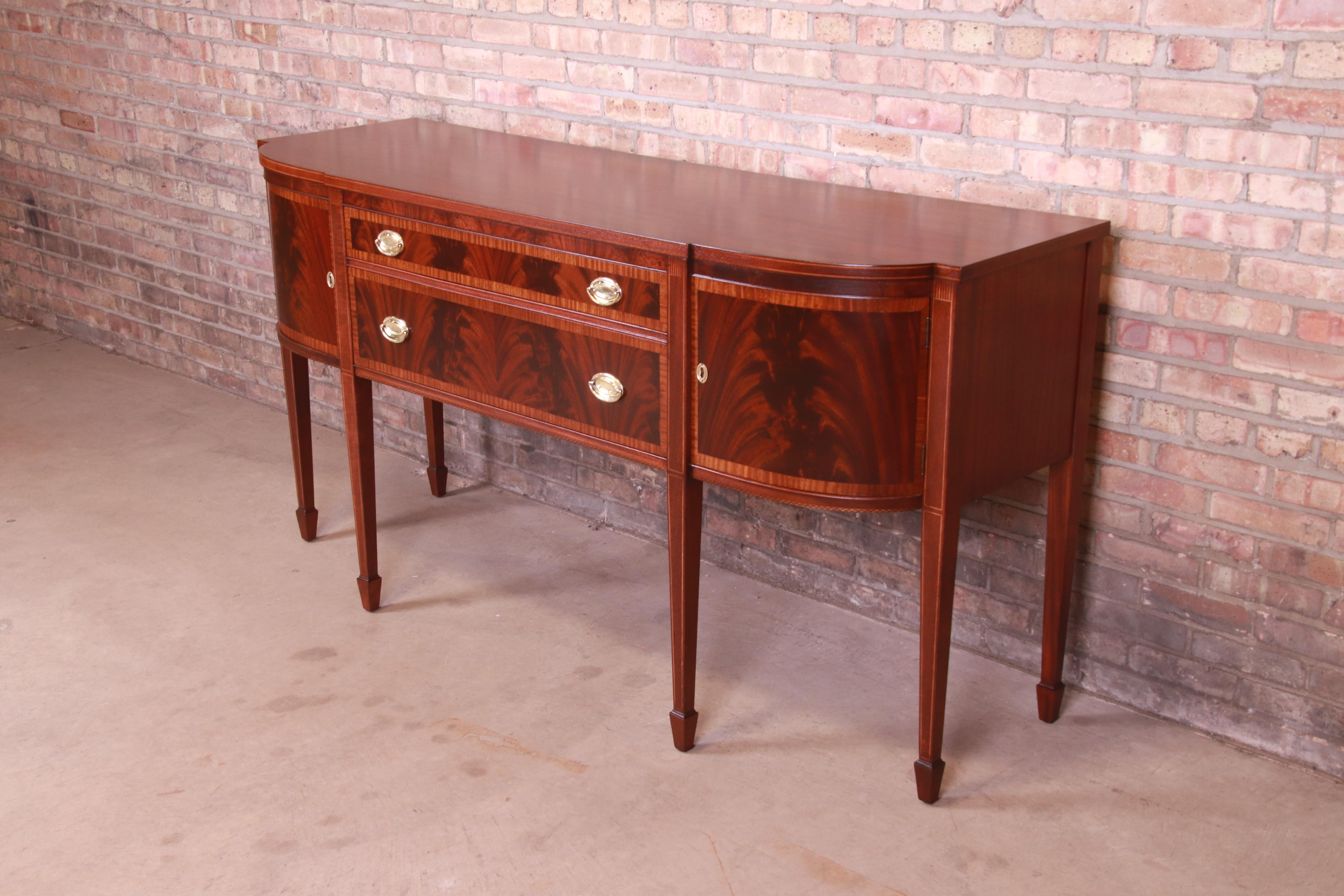 American Landstrom Georgian Flame Mahogany Sideboard Credenza, Newly Refinished
