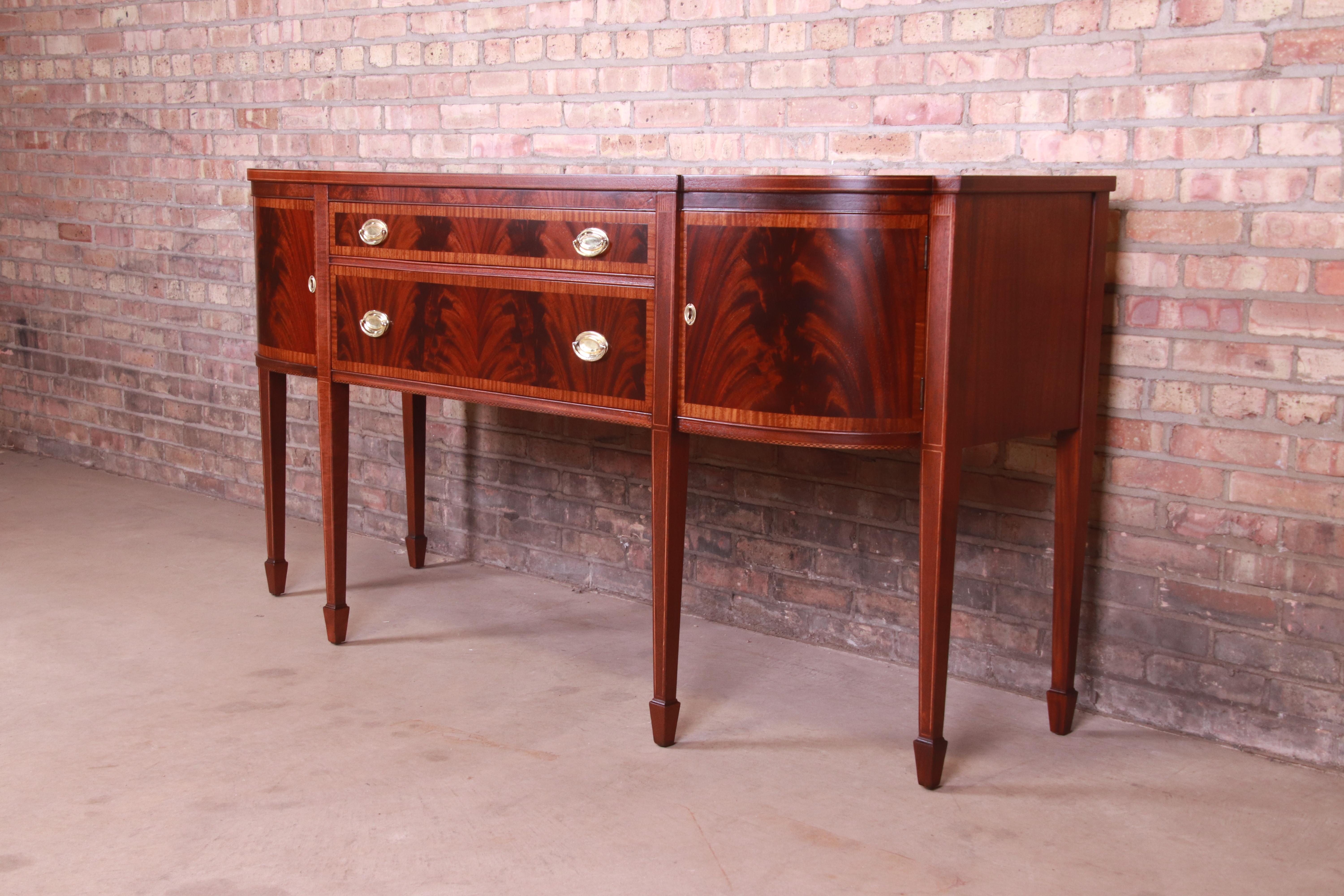 Landstrom Georgian Flame Mahogany Sideboard Credenza, Newly Refinished In Good Condition In South Bend, IN