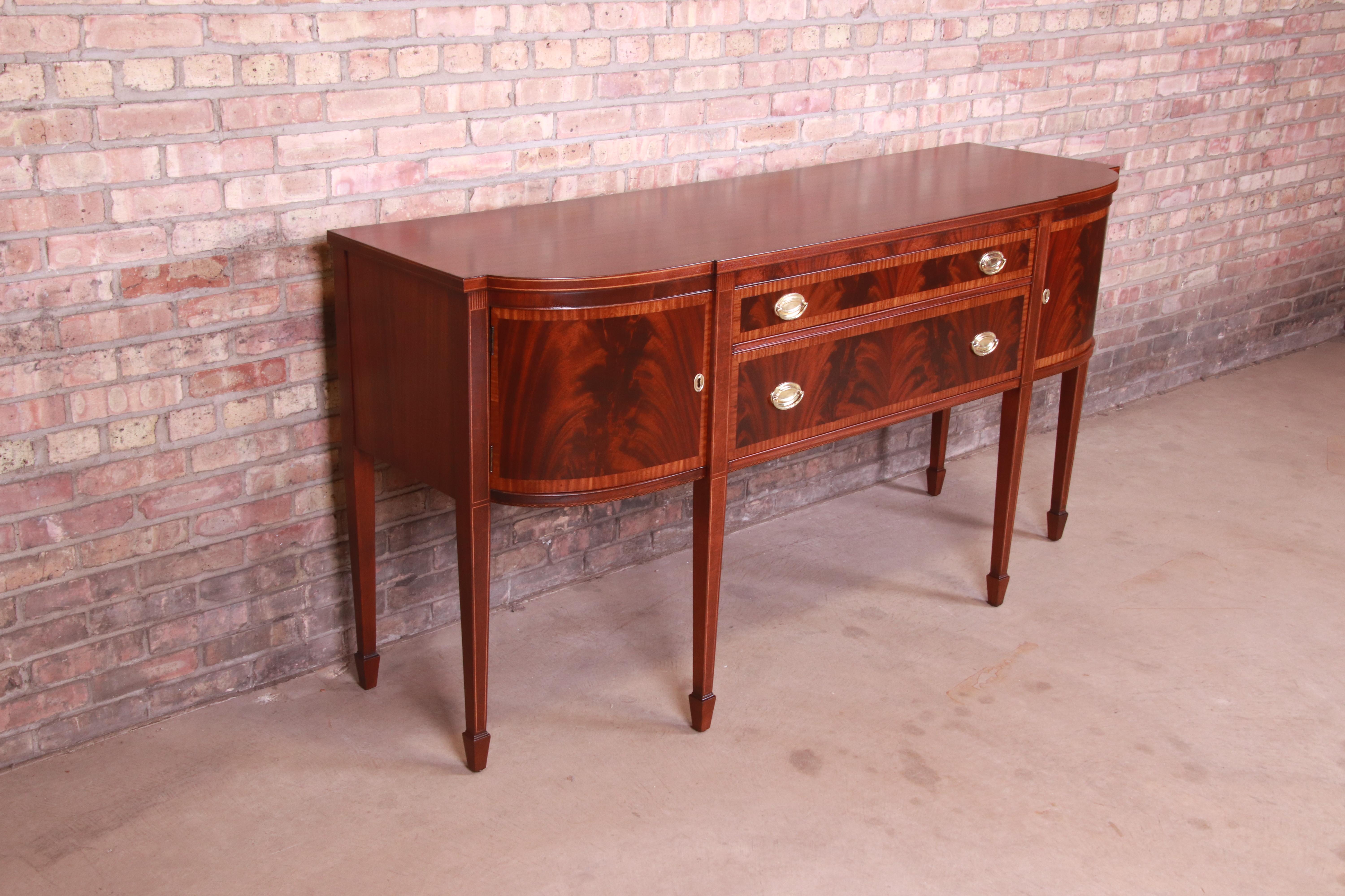 20th Century Landstrom Georgian Flame Mahogany Sideboard Credenza, Newly Refinished