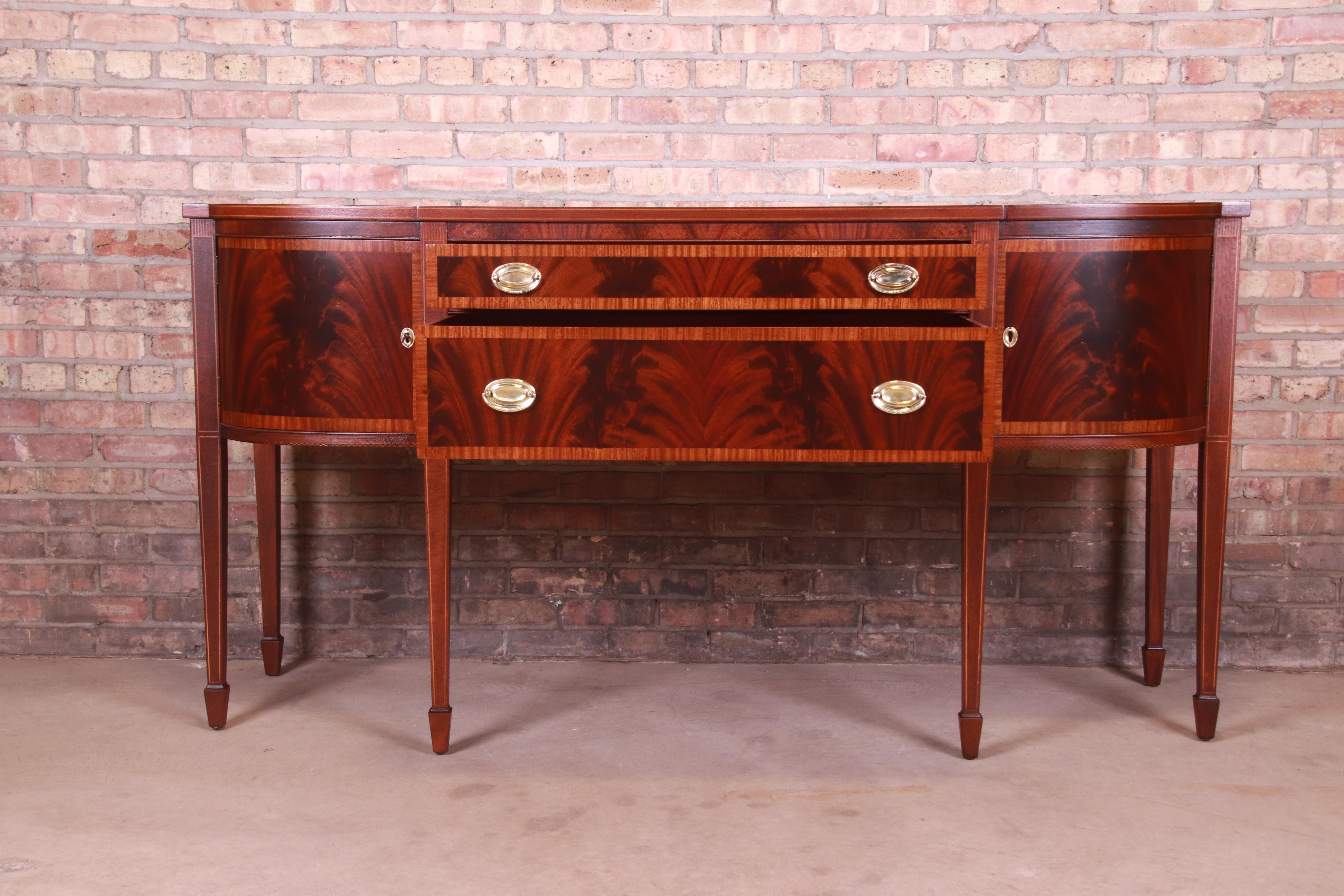 Landstrom Georgian Flame Mahogany Sideboard Credenza, Newly Refinished 1