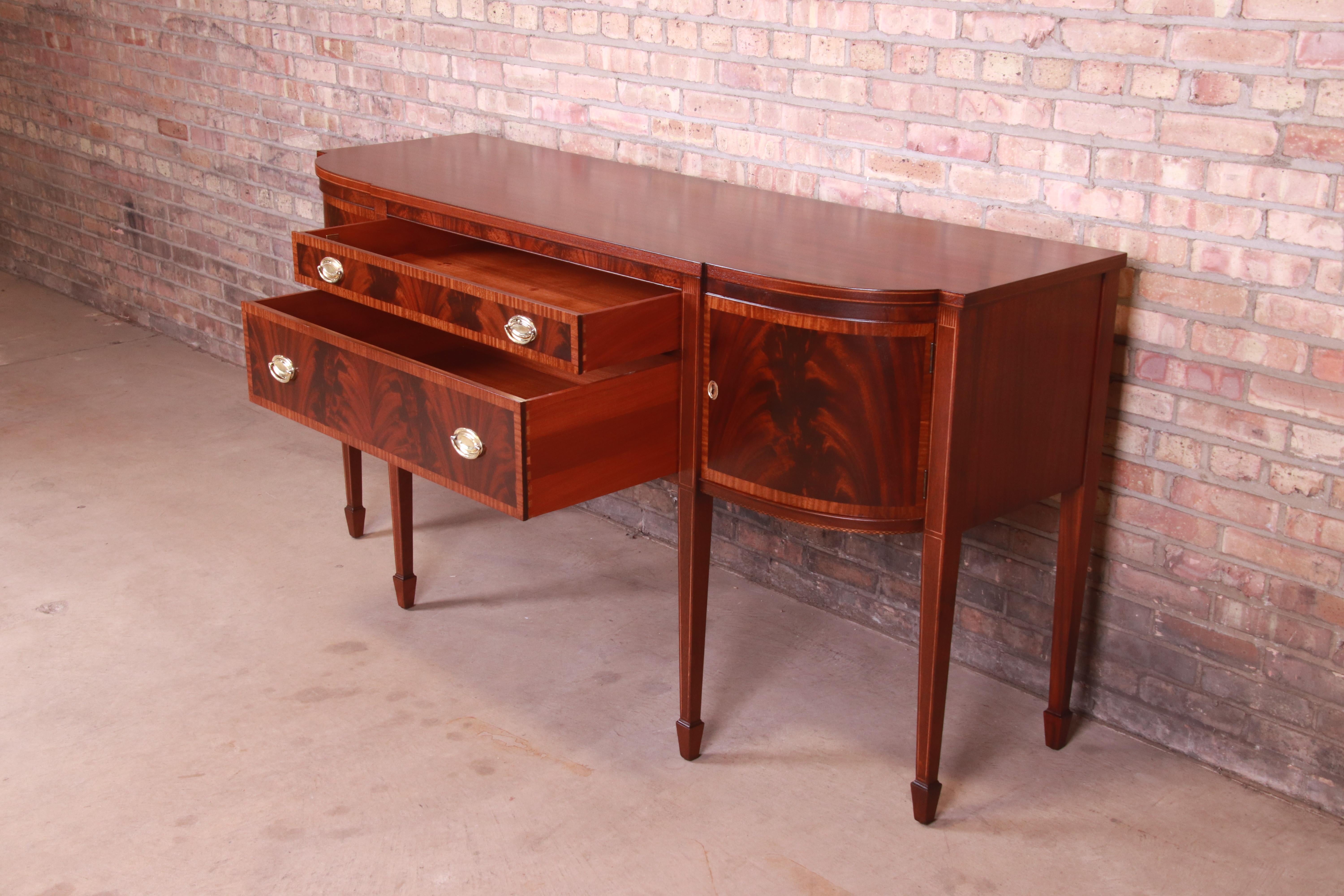 Landstrom Georgian Flame Mahogany Sideboard Credenza, Newly Refinished 2