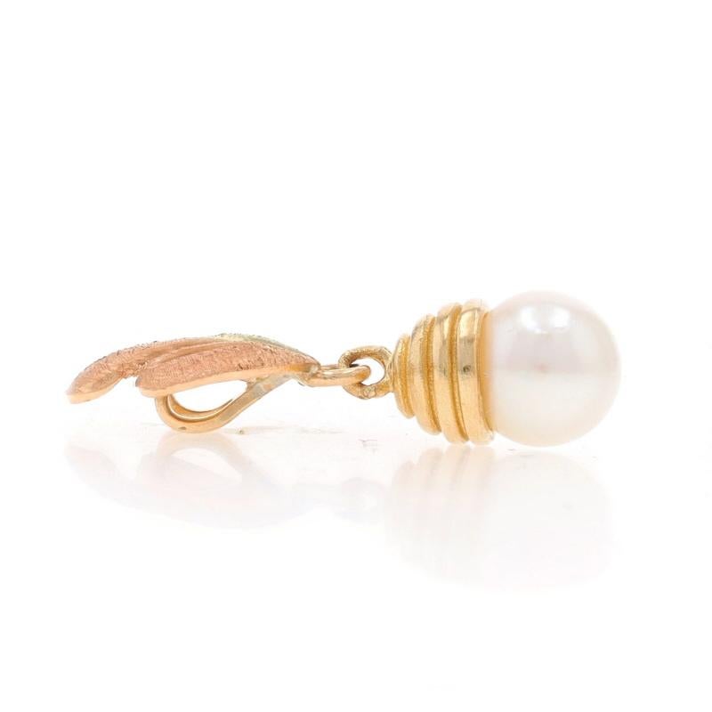 Bead Landstrom's Black Hills Gold Cultured Pearl Solitaire Pendant - Yellow Gold 10k For Sale