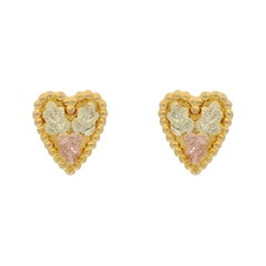 Landstrom's Black Hills Gold Grape Leaf Heart Stud Earrings - Yellow Gold 10k