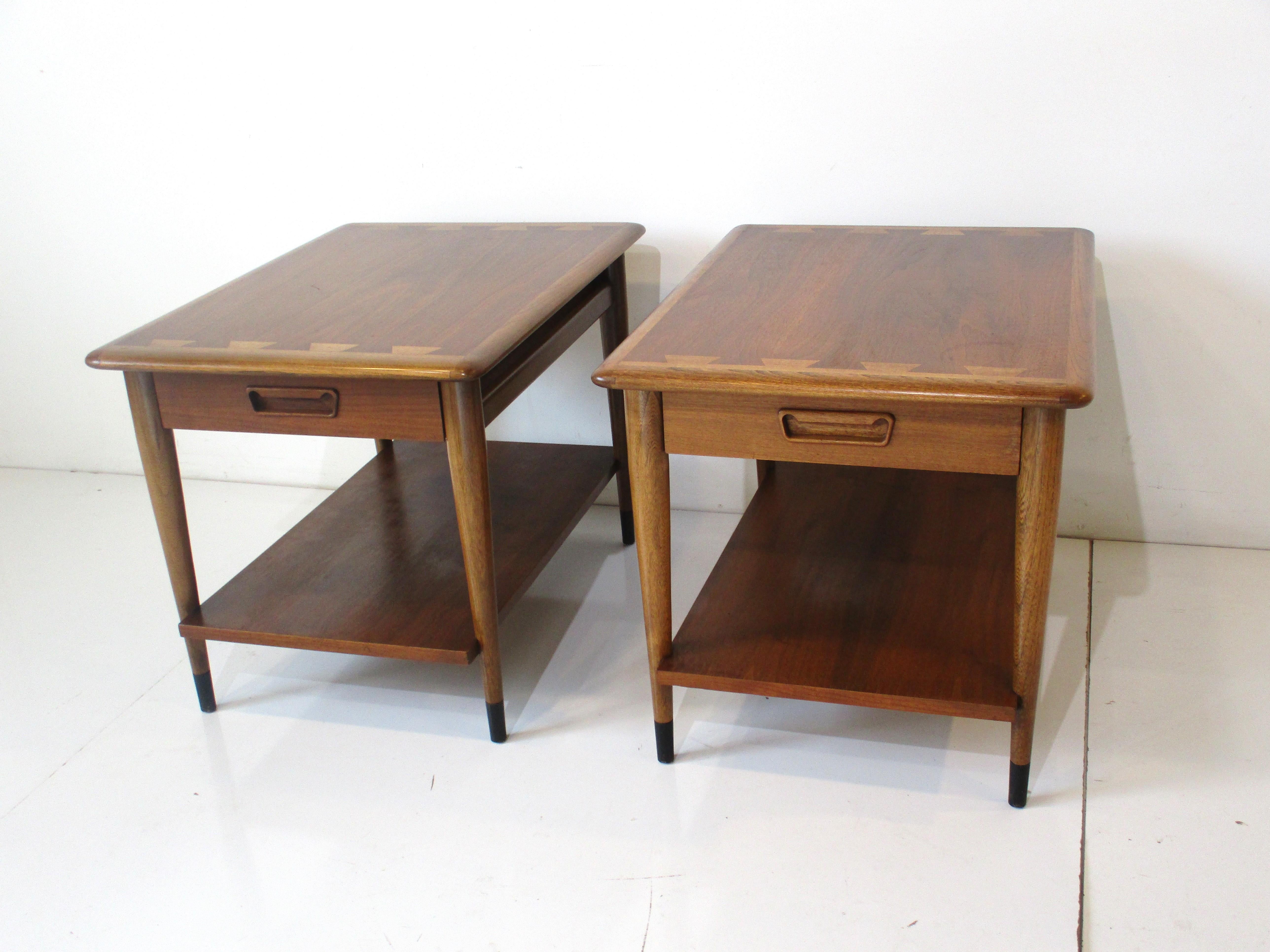 Lane Acclaim Dove Tail End Tables with Drawers by Andre Bus 4