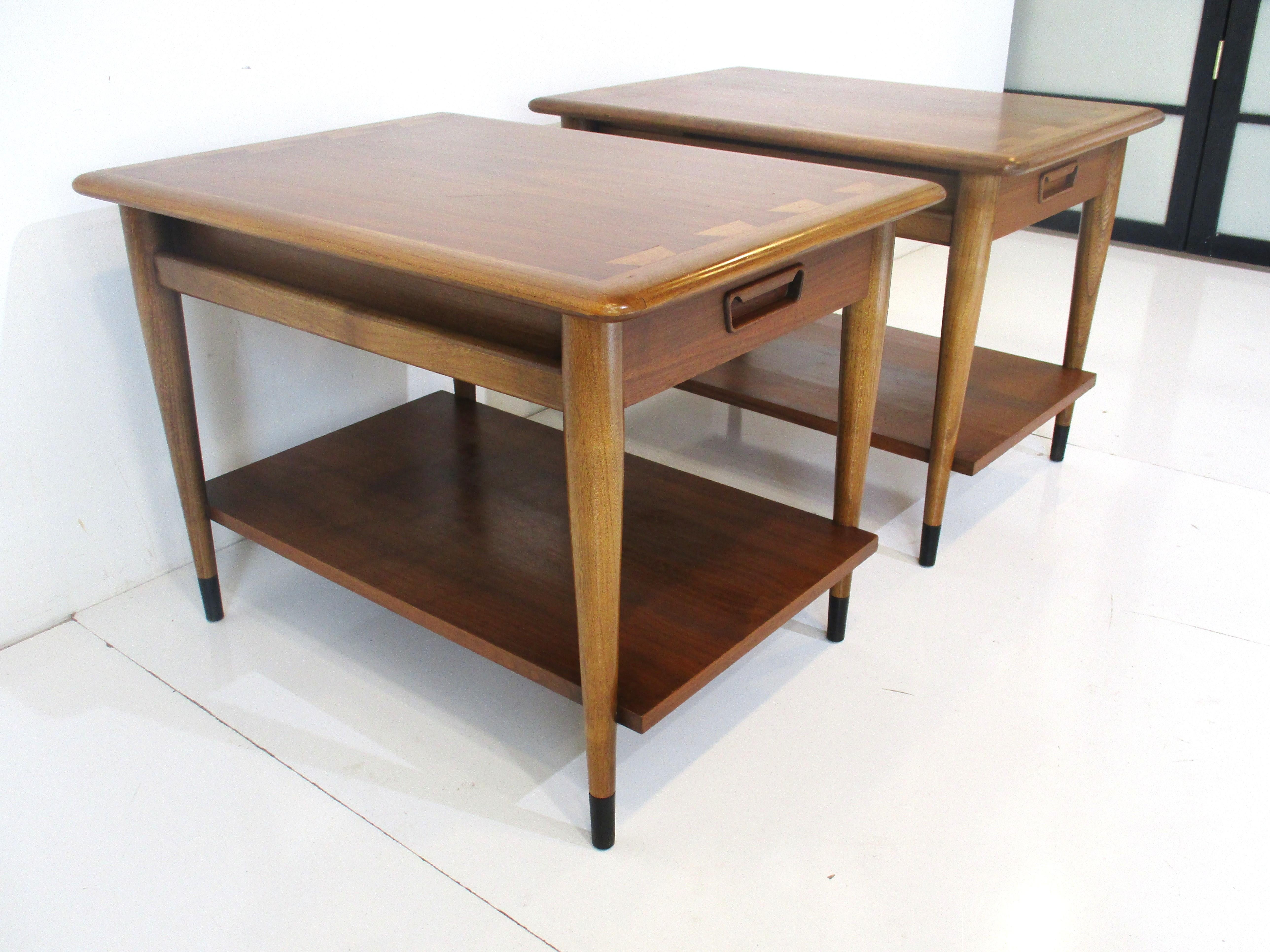 Lane Acclaim Dove Tail End Tables with Drawers by Andre Bus 1