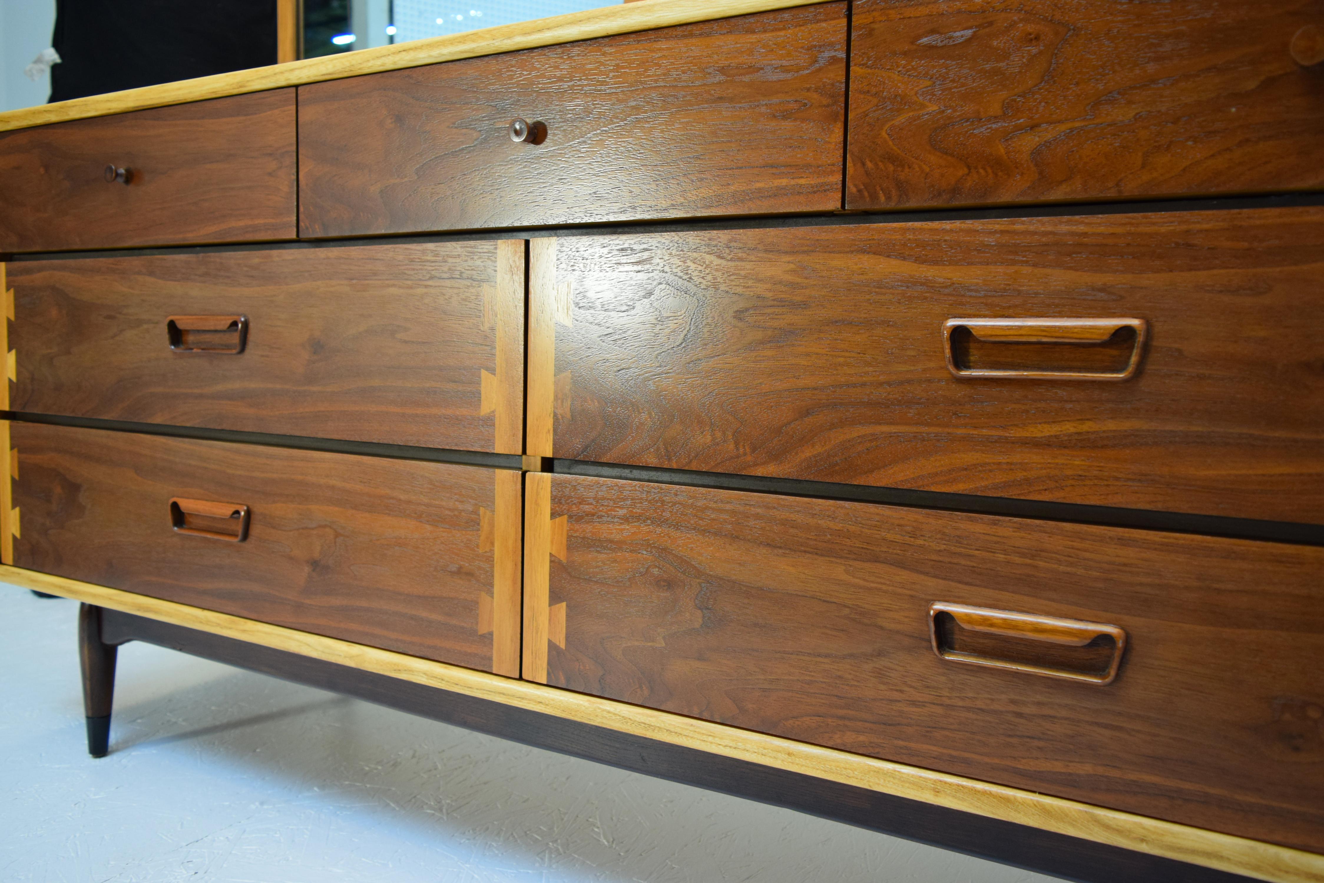 Mid-Century Modern Lane Acclaim lowboy Dresser and Mirror