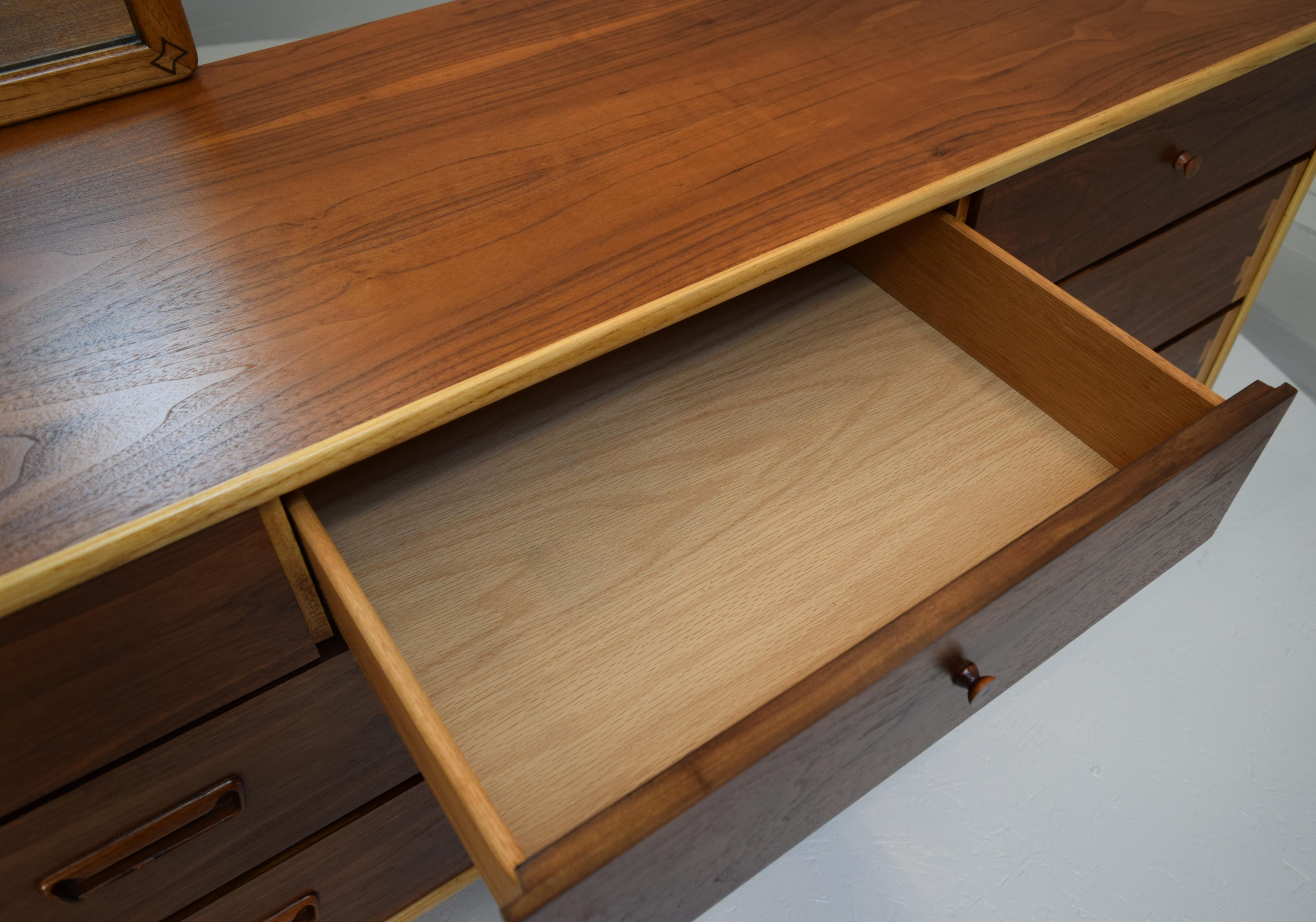 Mid-20th Century Lane Acclaim lowboy Dresser and Mirror