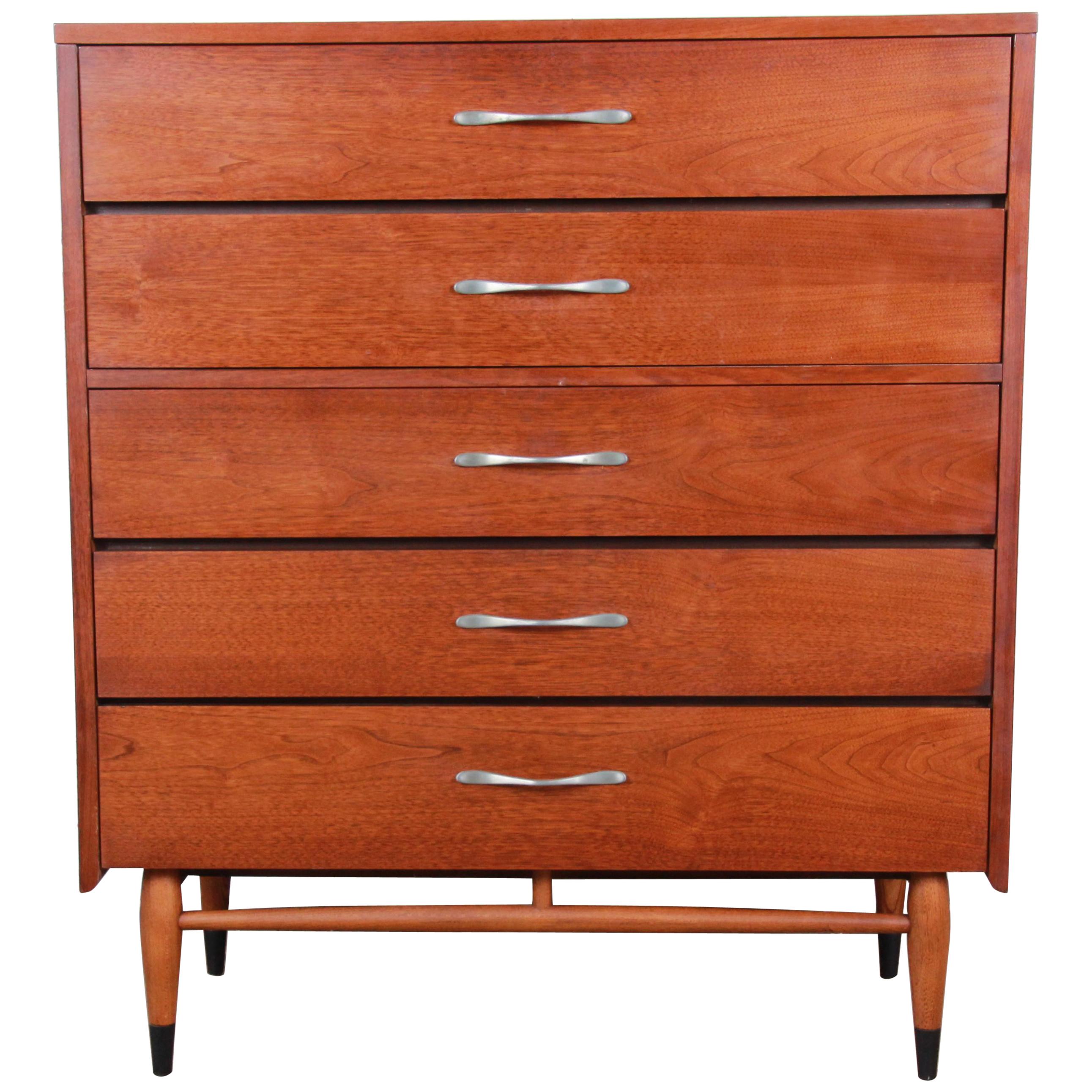 Lane Acclaim Mid-Century Modern Walnut Highboy Dresser