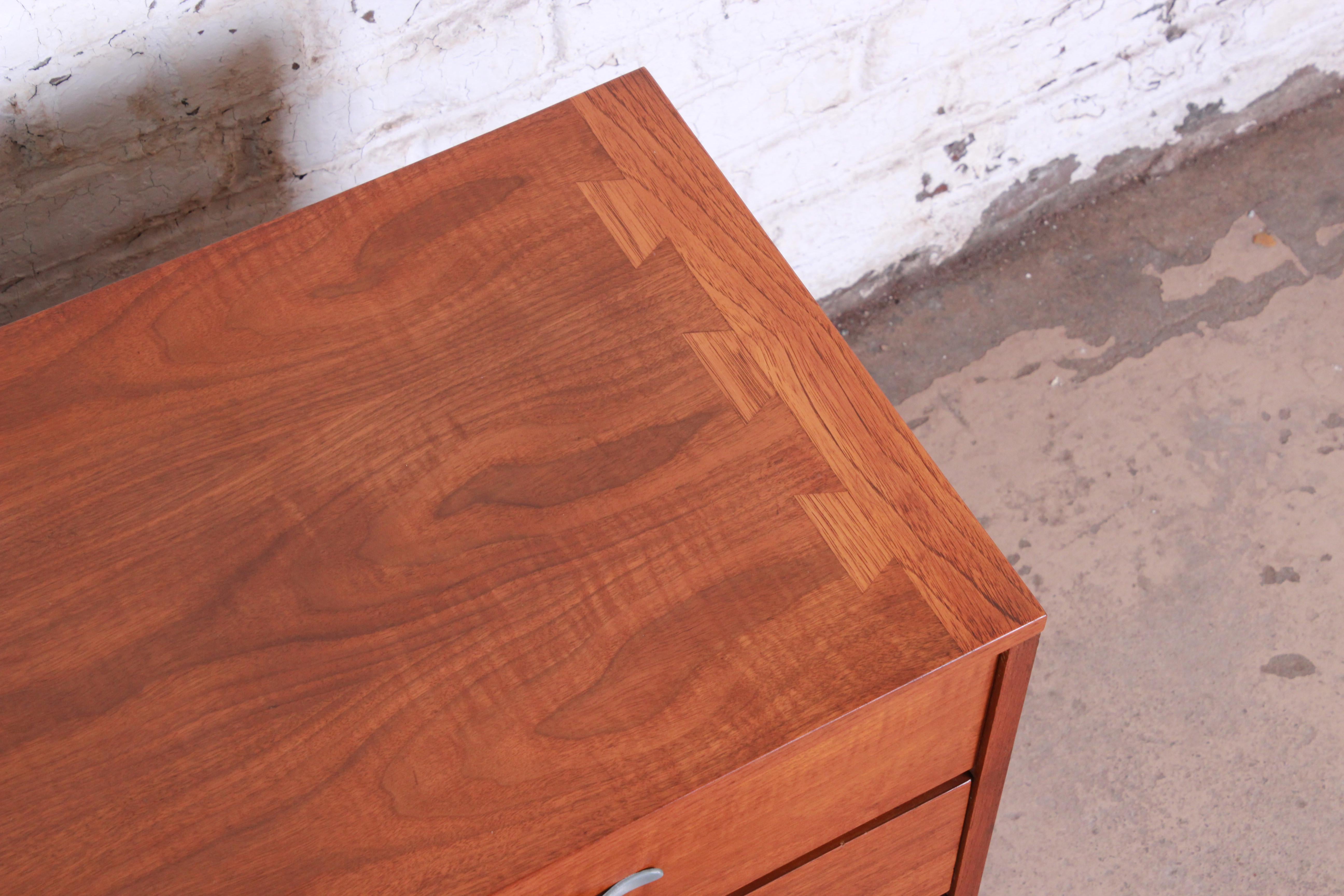 American Lane Acclaim Mid-Century Modern Walnut Long Dresser or Credenza