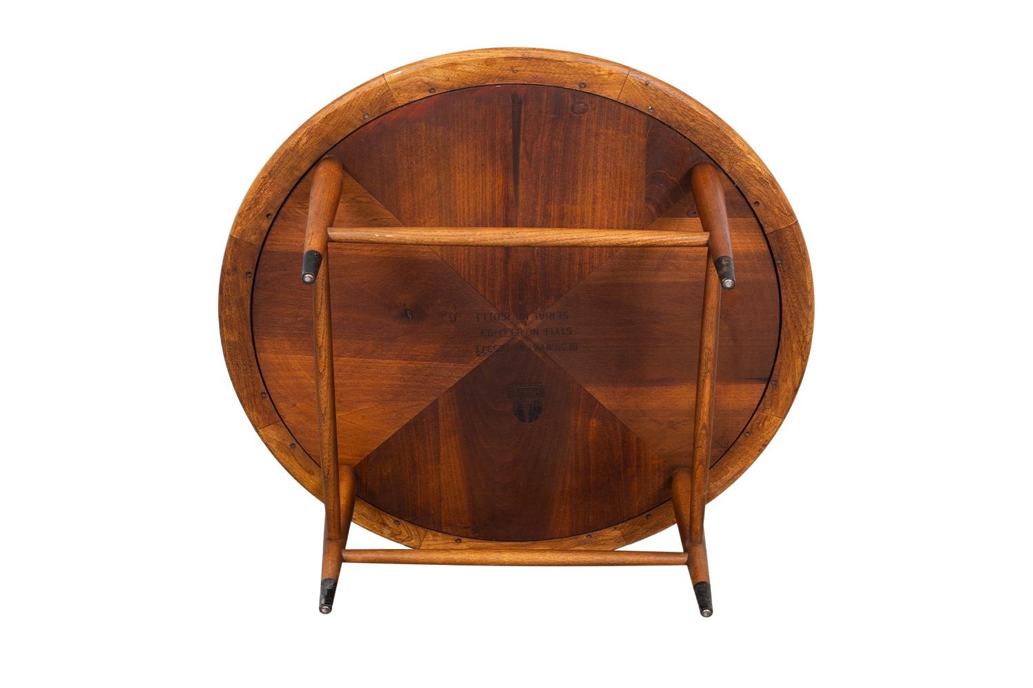 Lane Acclaim Mid-Century Runder Couchtisch mit Schwalbenschwanzintarsie 1