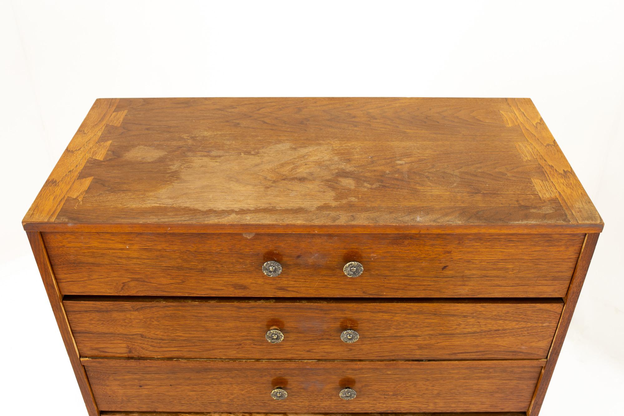 Lane Acclaim Mid Century Walnut 5-Drawer Highboy Dresser 1