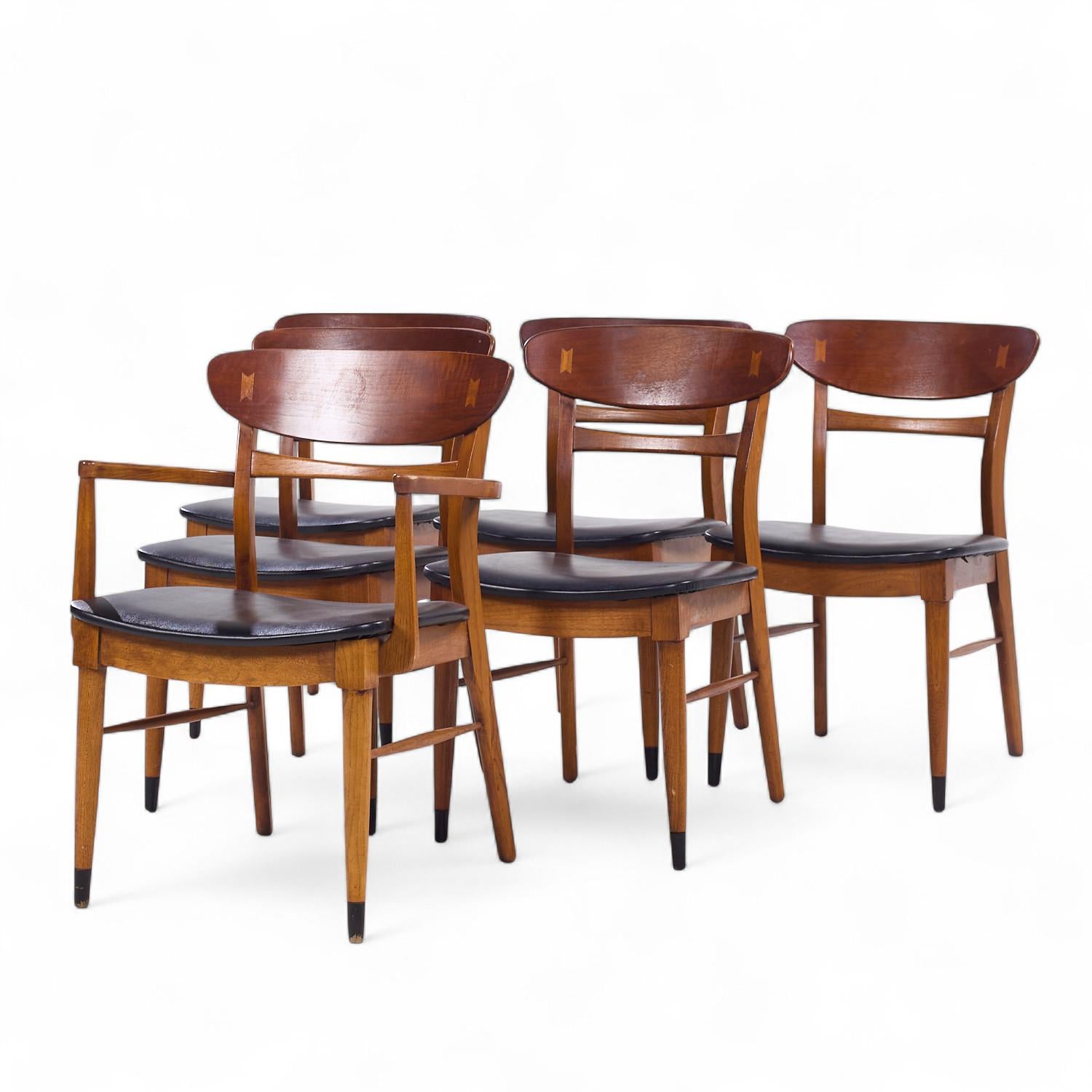 Lane Acclaim Mid Century Nussbaum Esszimmerstühle - 6er Set (Moderne der Mitte des Jahrhunderts) im Angebot