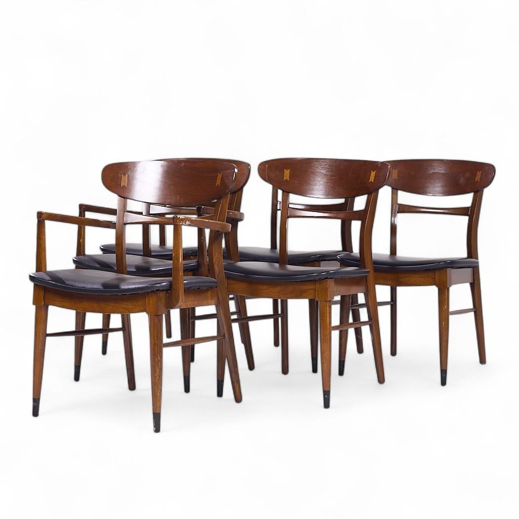 Lane Acclaim Sillas de comedor de nogal de mediados de siglo - Set de 6 Moderno de mediados de siglo en venta