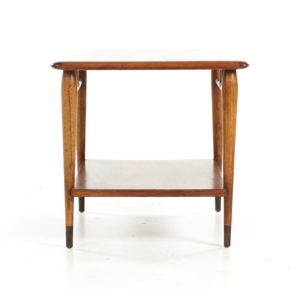 American Lane Acclaim Mid Century Walnut Dovetail Side Table For Sale