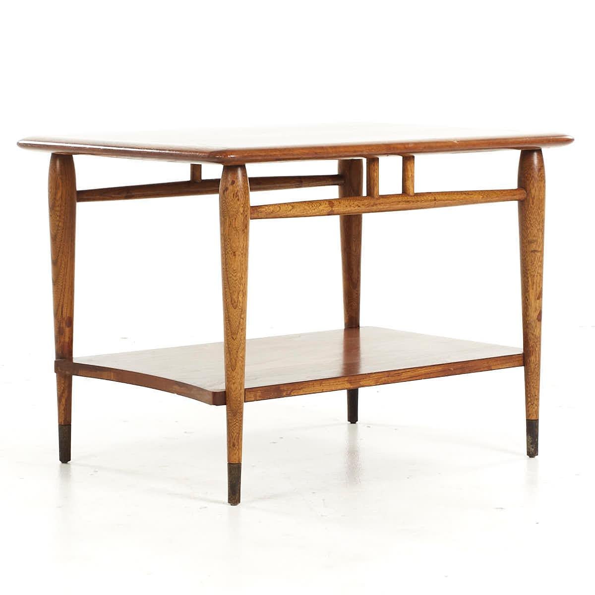 Late 20th Century Lane Acclaim Mid Century Walnut Dovetail Side Table For Sale
