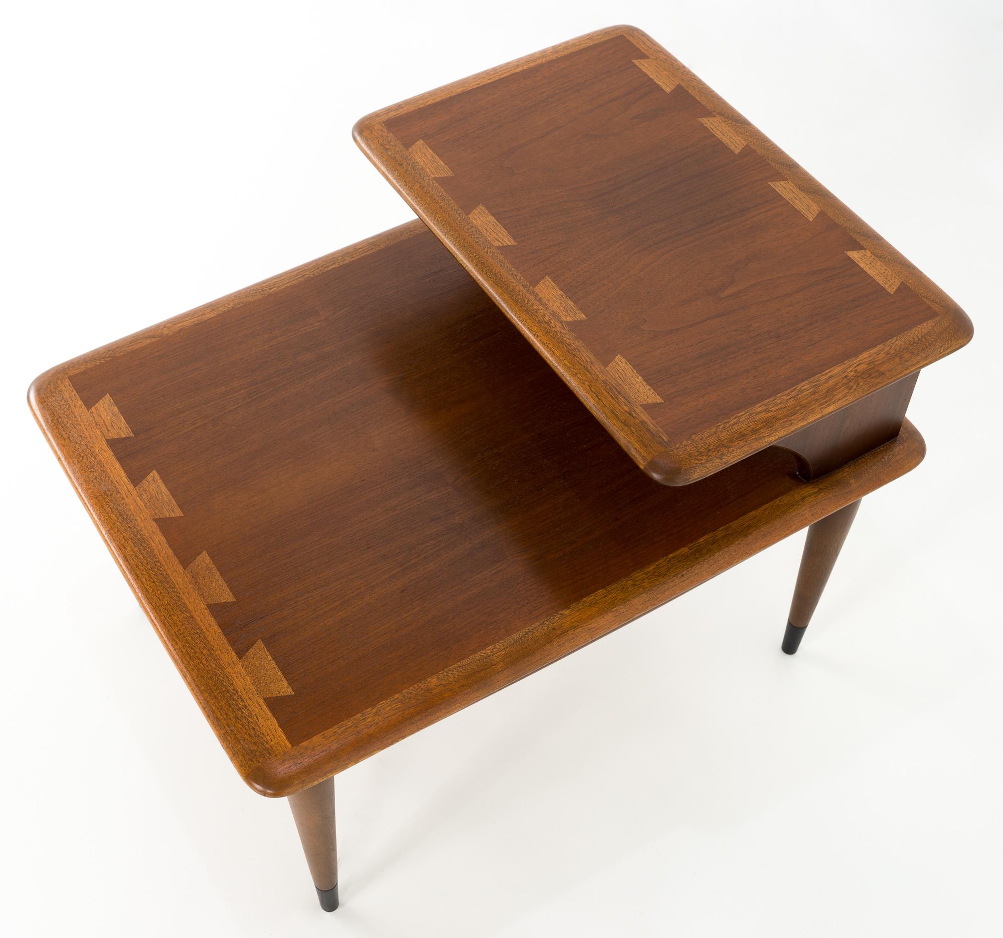 Lane Acclaim Mid Century Walnut Dovetail Step Side End Tables, Pair 8