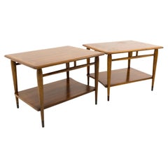 Lane Acclaim Mid Century Walnut Side End Tables, Matching Pair