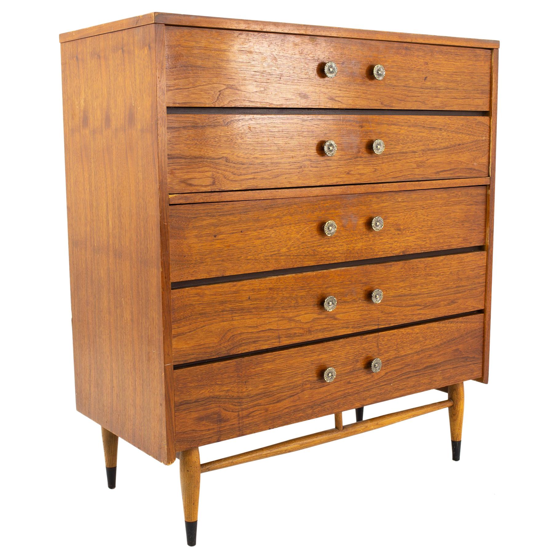 Lane Acclaim Mid Century Walnut 5-Drawer Highboy Dresser
