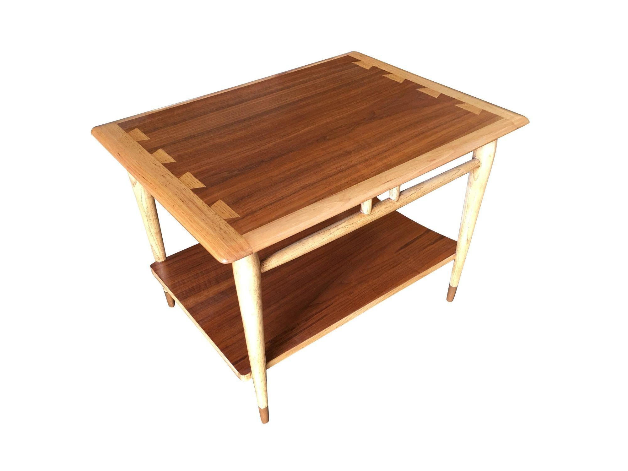 Lane Acclaim Walnut and Ash Inlay Side Table Designed by Andre Bus For Sale 4