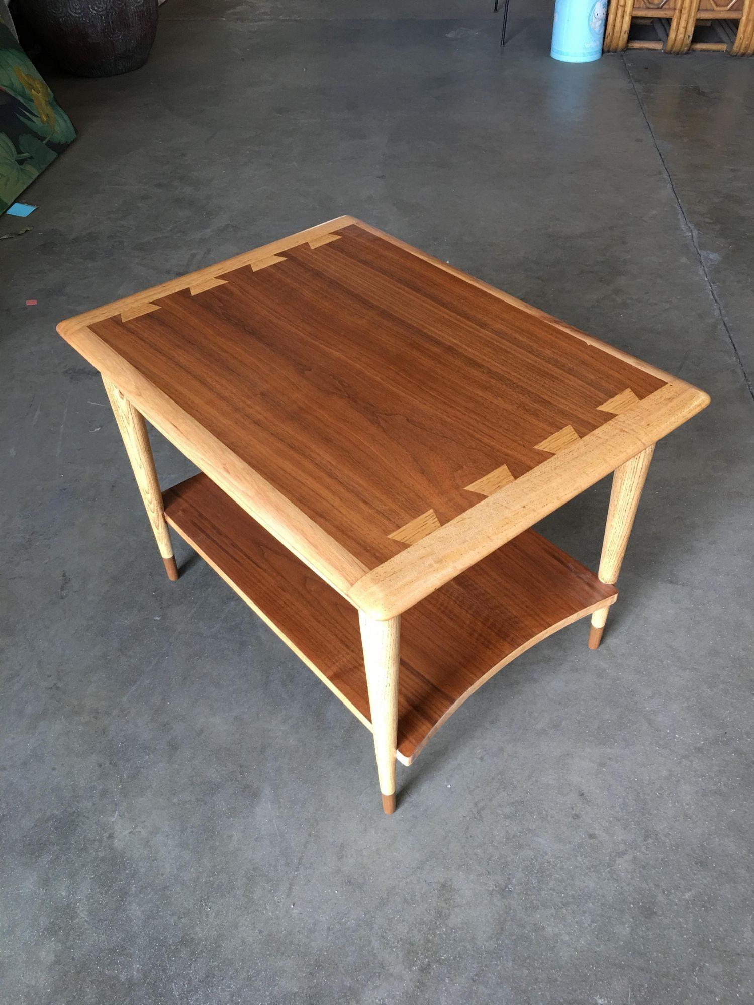 Mid-Century Modern Lane Acclaim Walnut and Ash Inlay Side Table Designed by Andre Bus For Sale