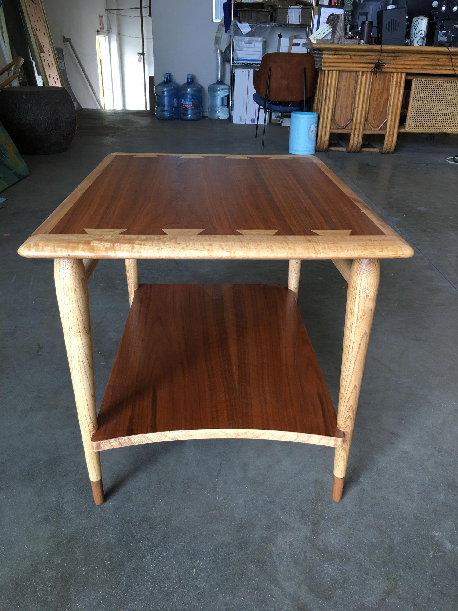 American Lane Acclaim Walnut and Ash Inlay Side Table Designed by Andre Bus For Sale