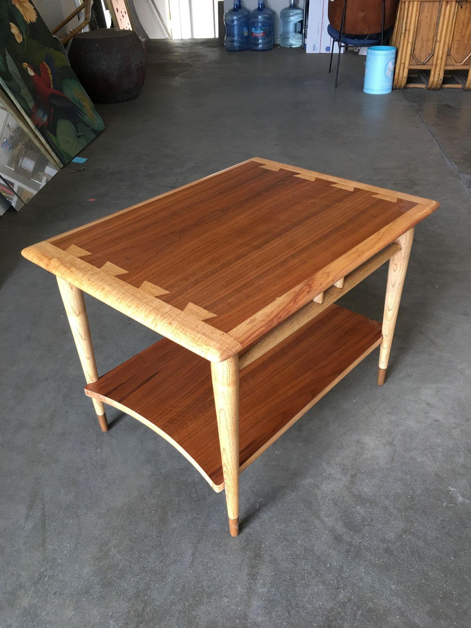 Lane Acclaim Walnut and Ash Inlay Side Table Designed by Andre Bus In Excellent Condition For Sale In Van Nuys, CA