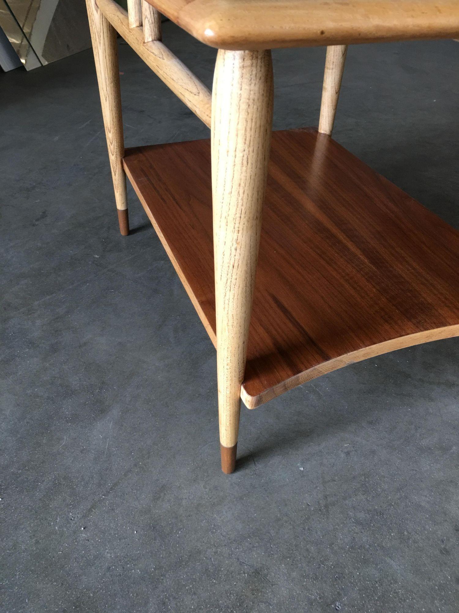 Lane Acclaim Walnut and Ash Inlay Side Table Designed by Andre Bus For Sale 2