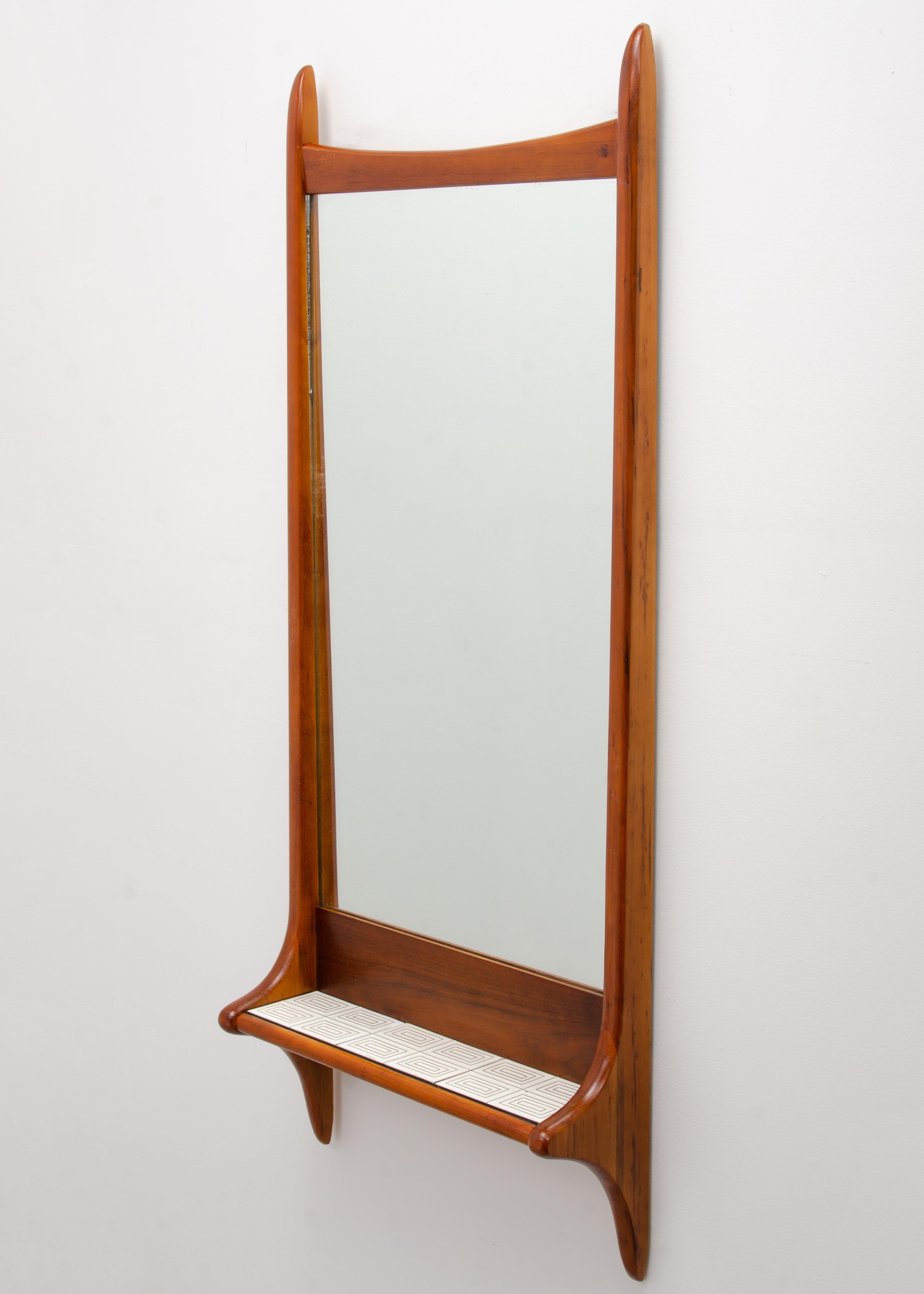 mid century mirror with shelf