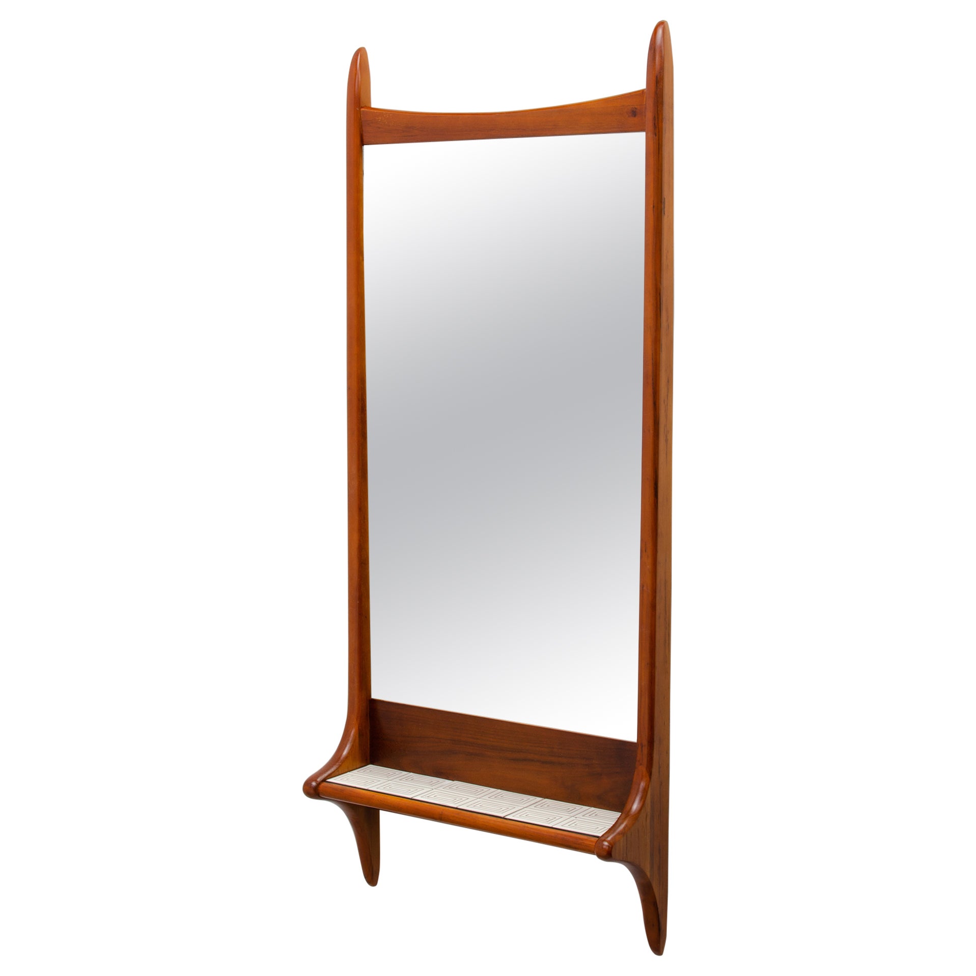 Lane Alta Vista Sculptural Mid Century Modern Mirror Tile Shelf
