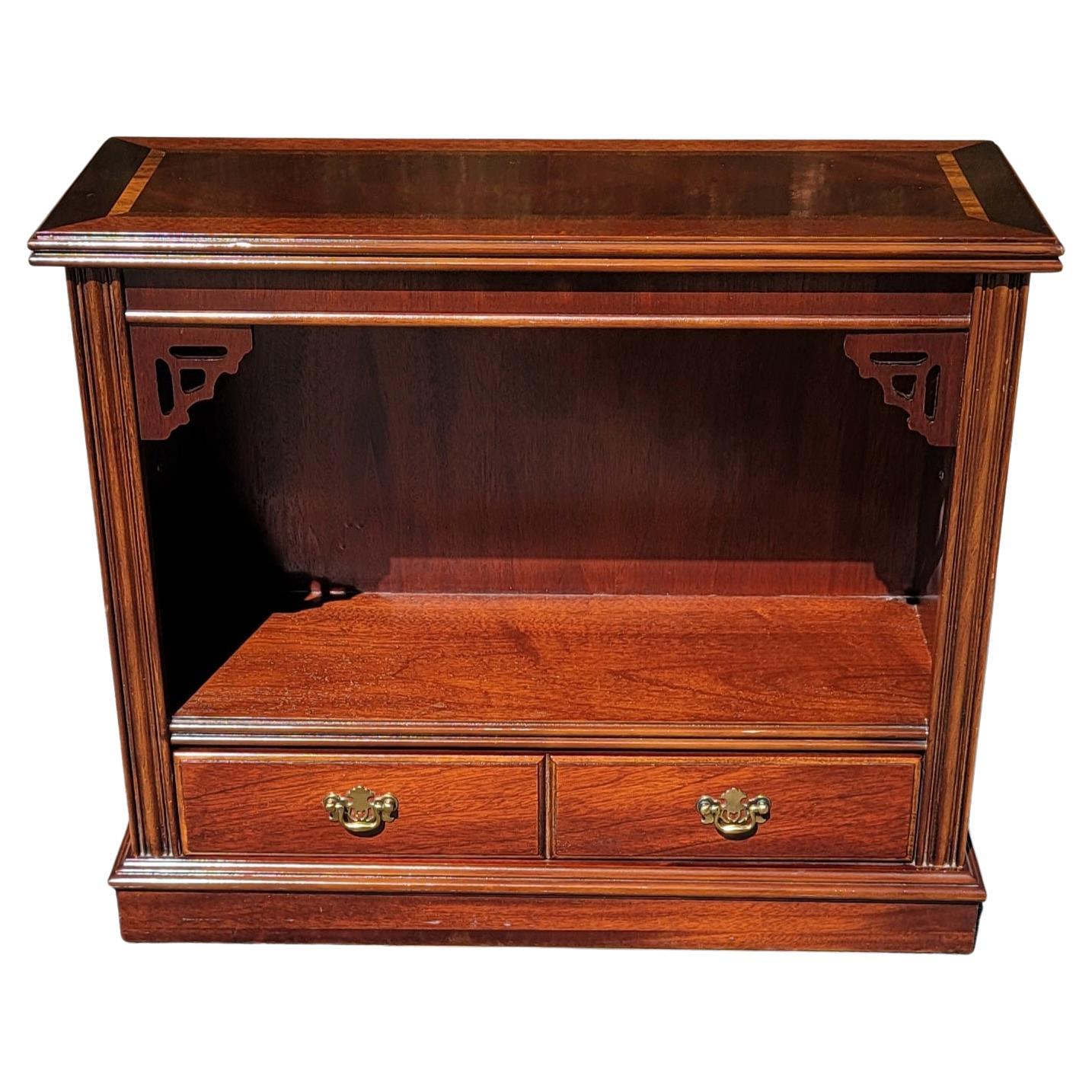 20th Century Lane Altavista Chippendale Banded Top Mahogany Low Bookcase Console Table For Sale