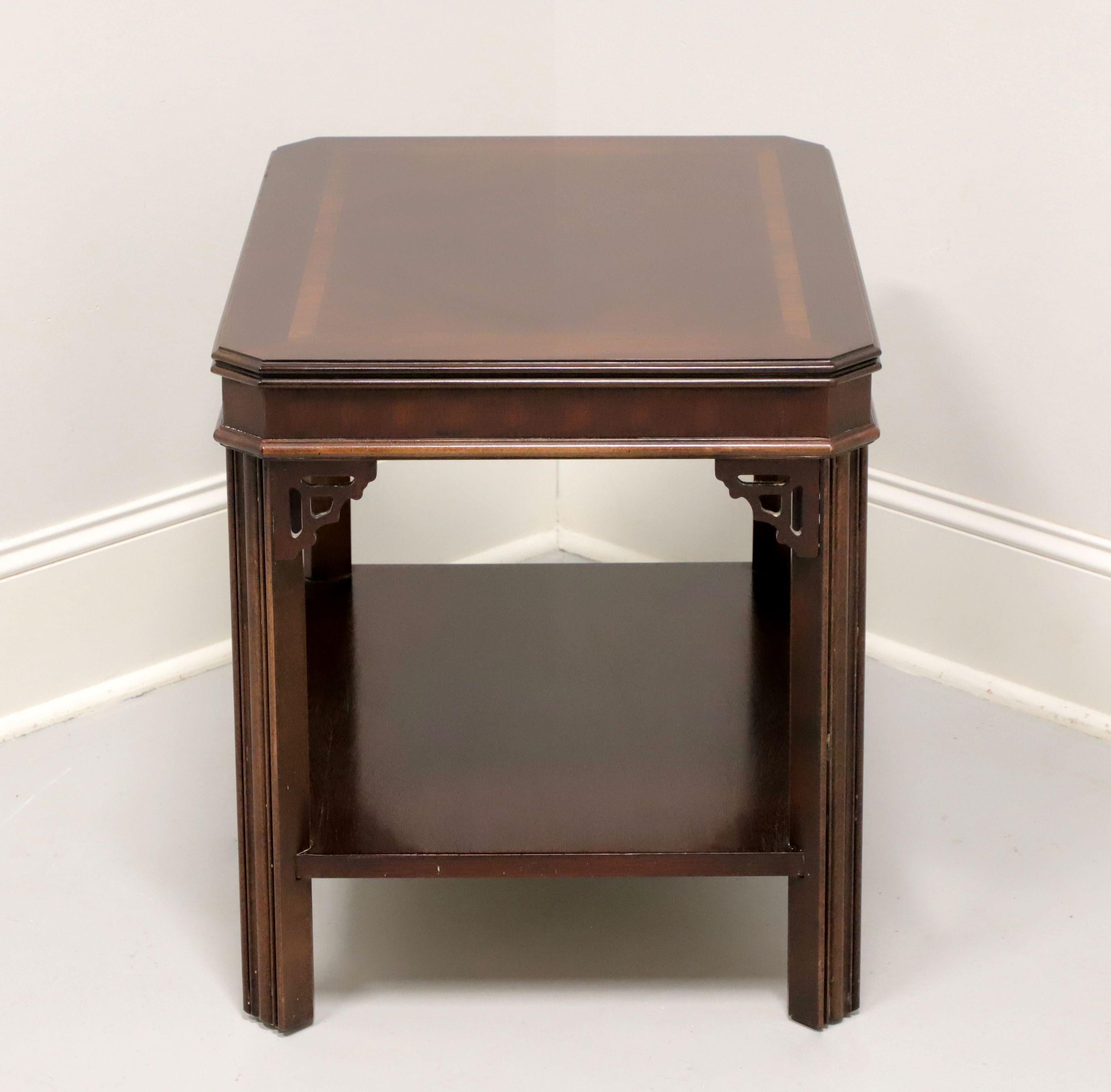 American LANE Altavista Inlaid Mahogany Chippendale End Side Table
