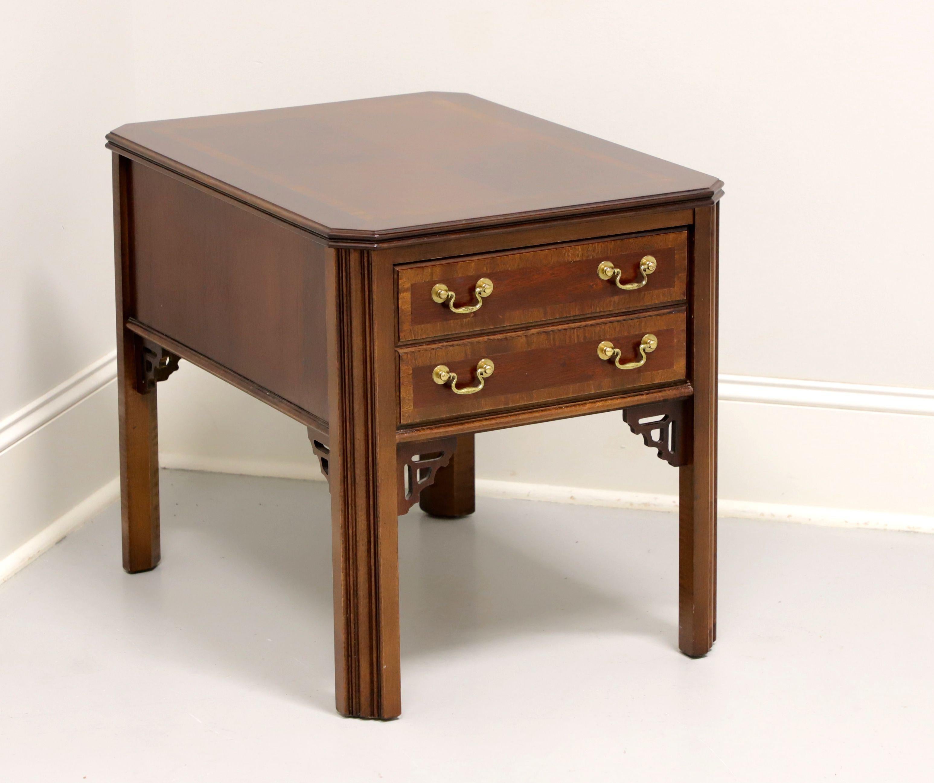 LANE Altavista Inlaid Mahogany Chippendale One-Drawer End Side Table 6