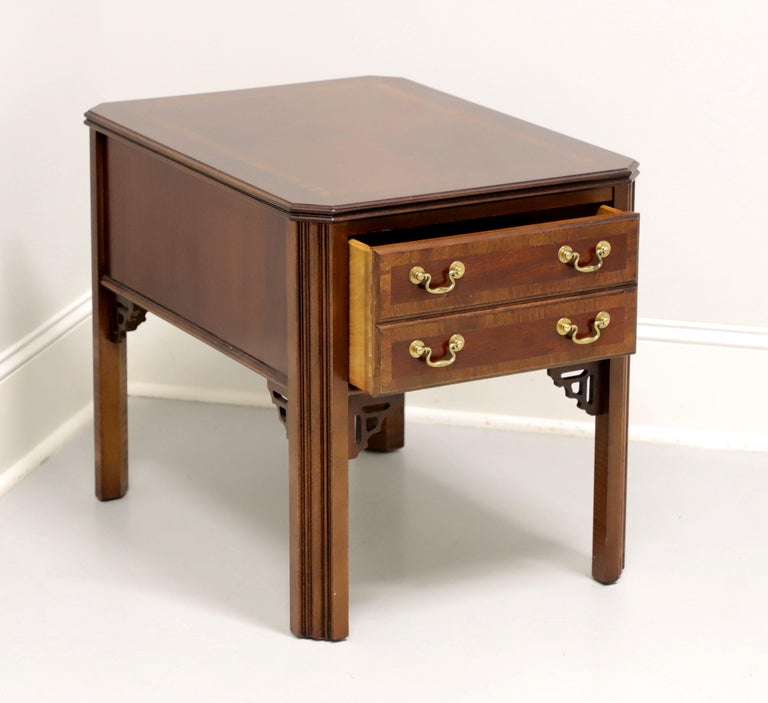 LANE Altavista Inlaid Mahogany Chippendale OneDrawer End Side Table