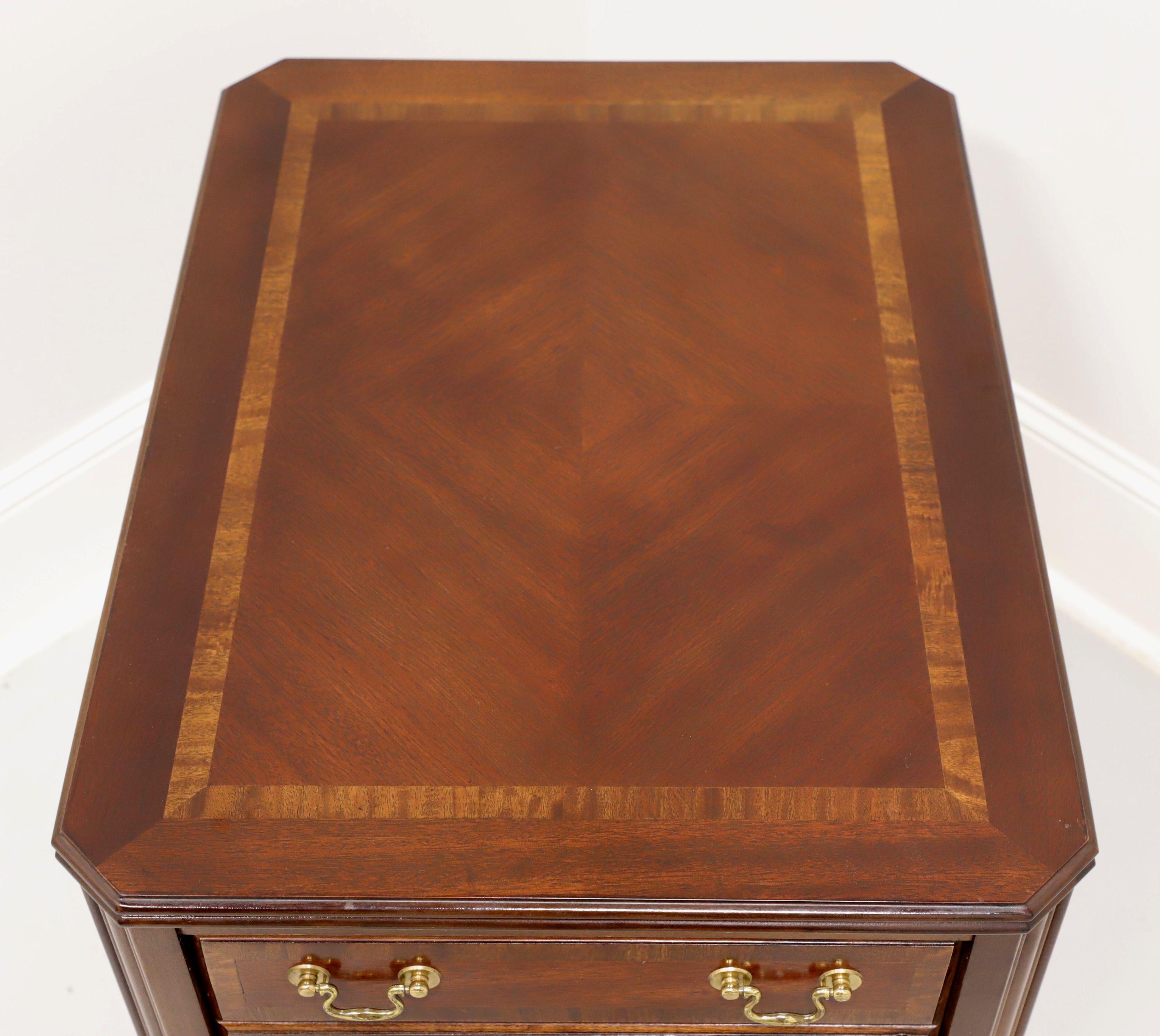 Brass LANE Altavista Inlaid Mahogany Chippendale One-Drawer End Side Table