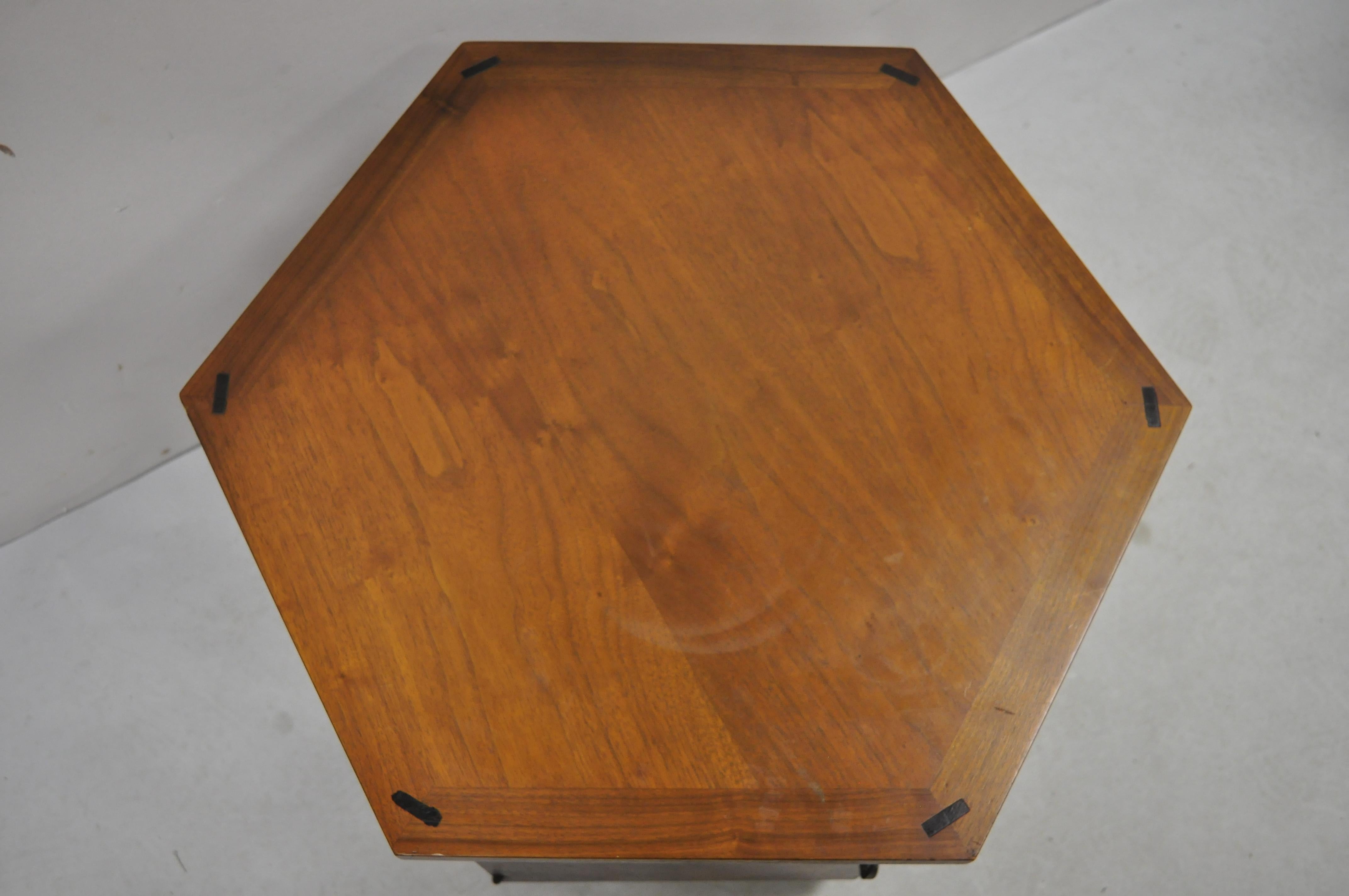 American Lane Altavista Mid-Century Modern Walnut 2 Door Side Drum End Table Cabinet For Sale