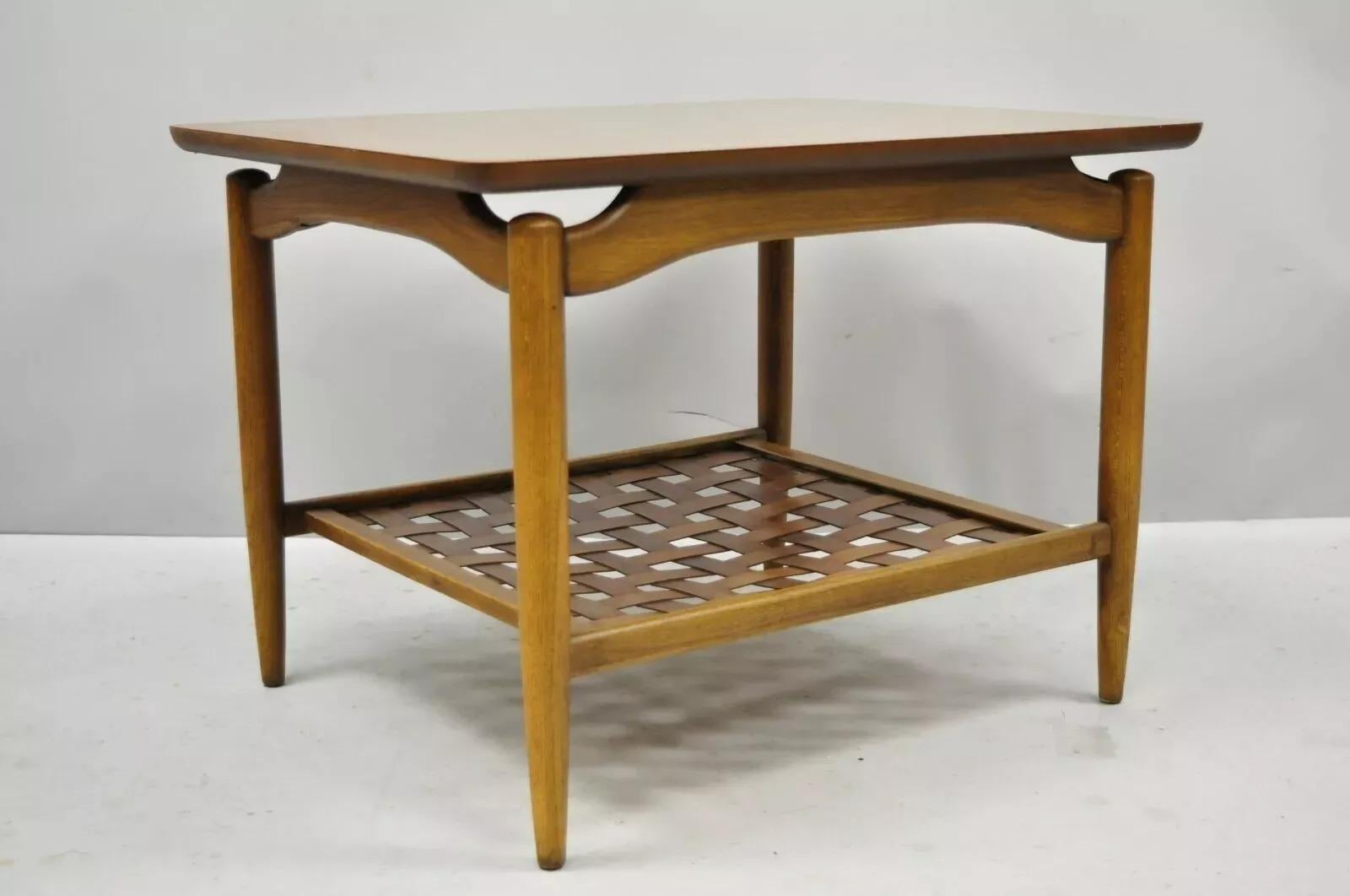 Lane Altavista Mid Century Modern Walnut Woodgrain Laminate Lattice Side Table 4