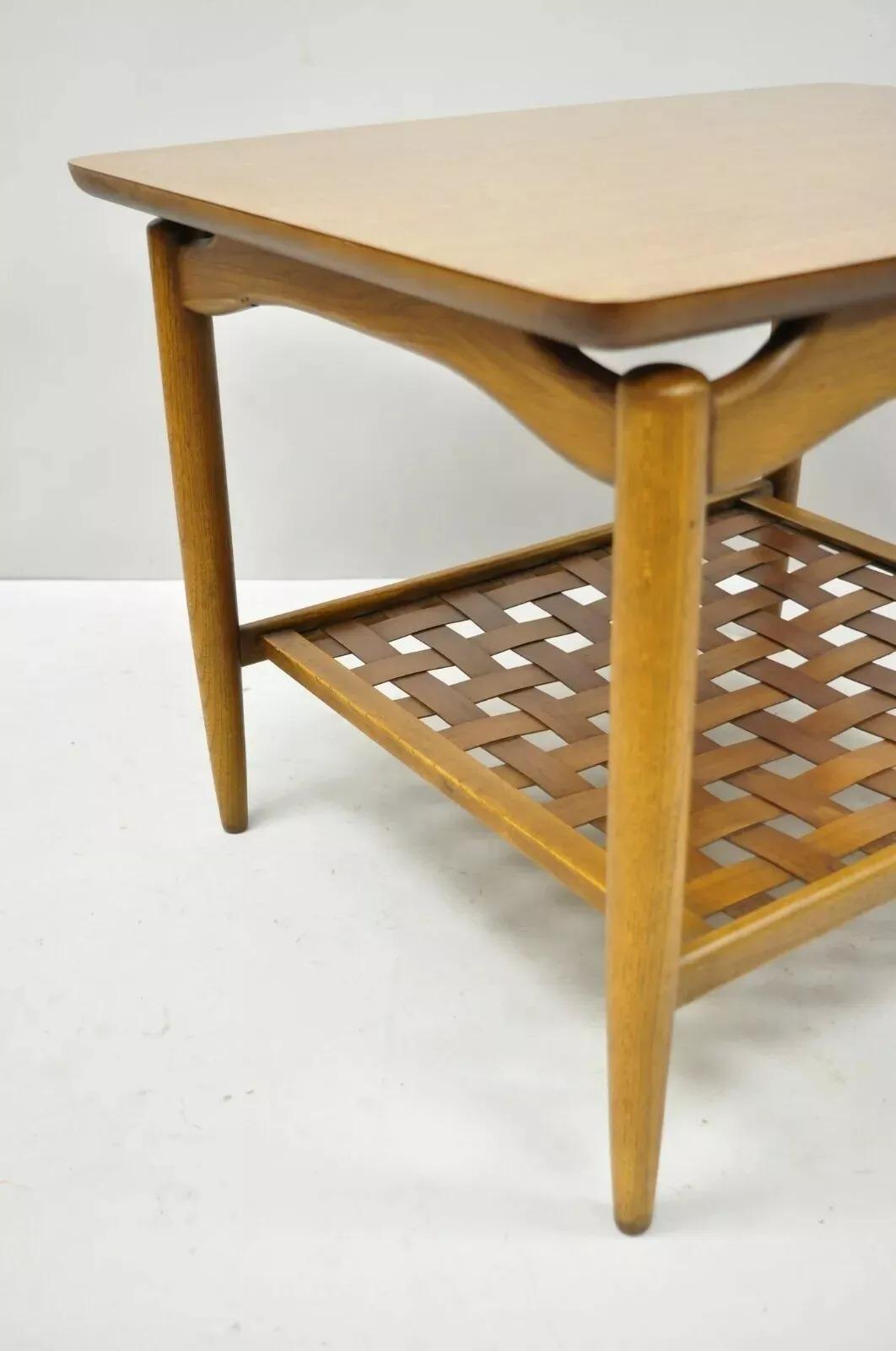 Unknown Lane Altavista Mid Century Modern Walnut Woodgrain Laminate Lattice Side Table