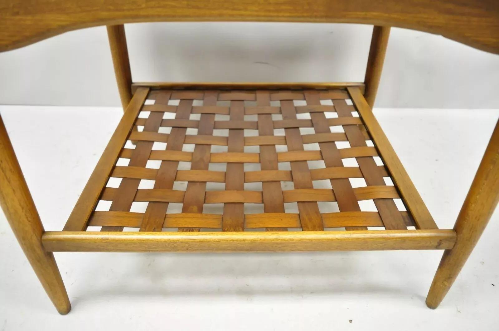 20th Century Lane Altavista Mid Century Modern Walnut Woodgrain Laminate Lattice Side Table