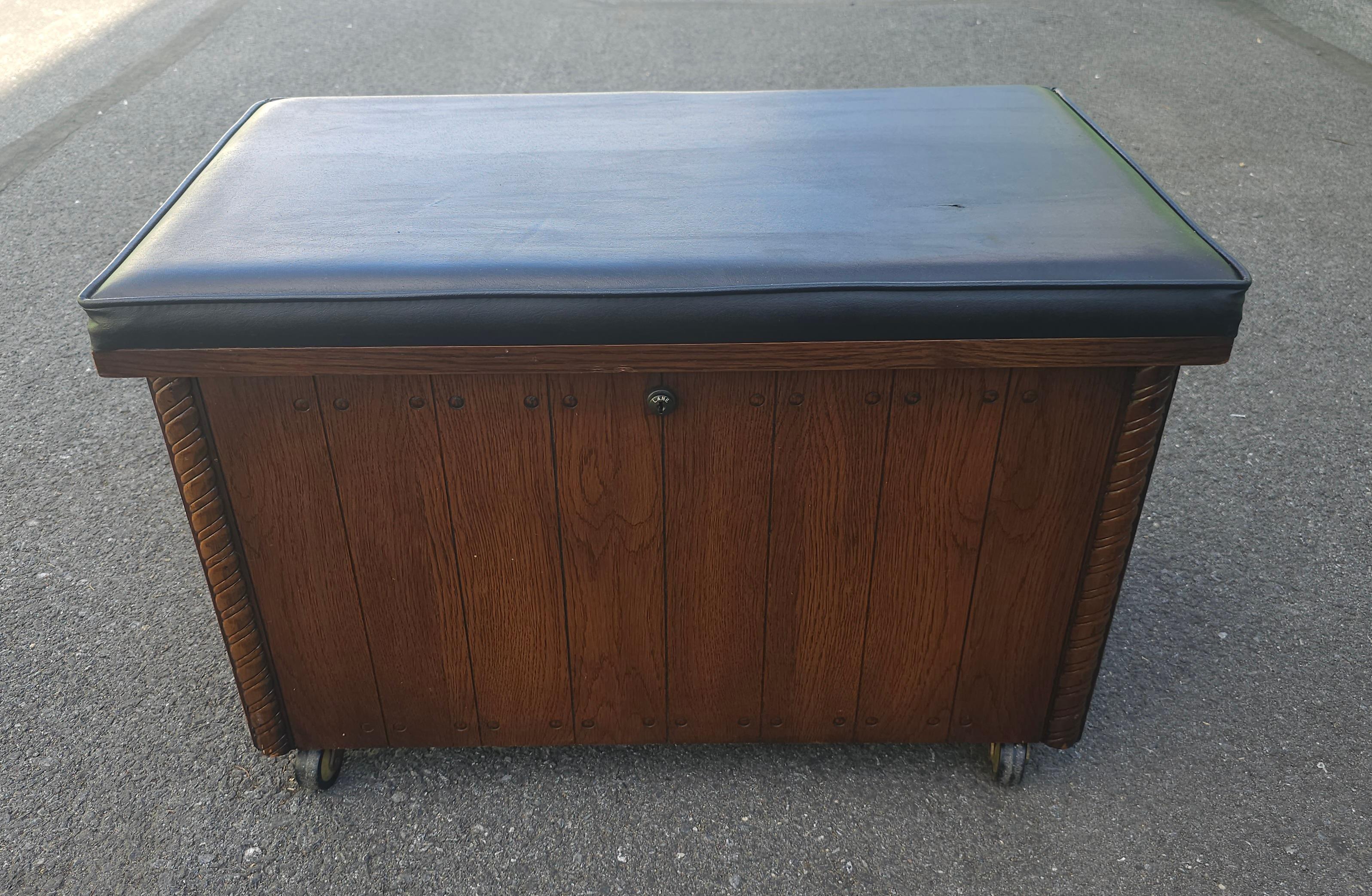 Lane Altavista Mid Century Rolling Records Cabinet Storage Chest and Bench For Sale 2